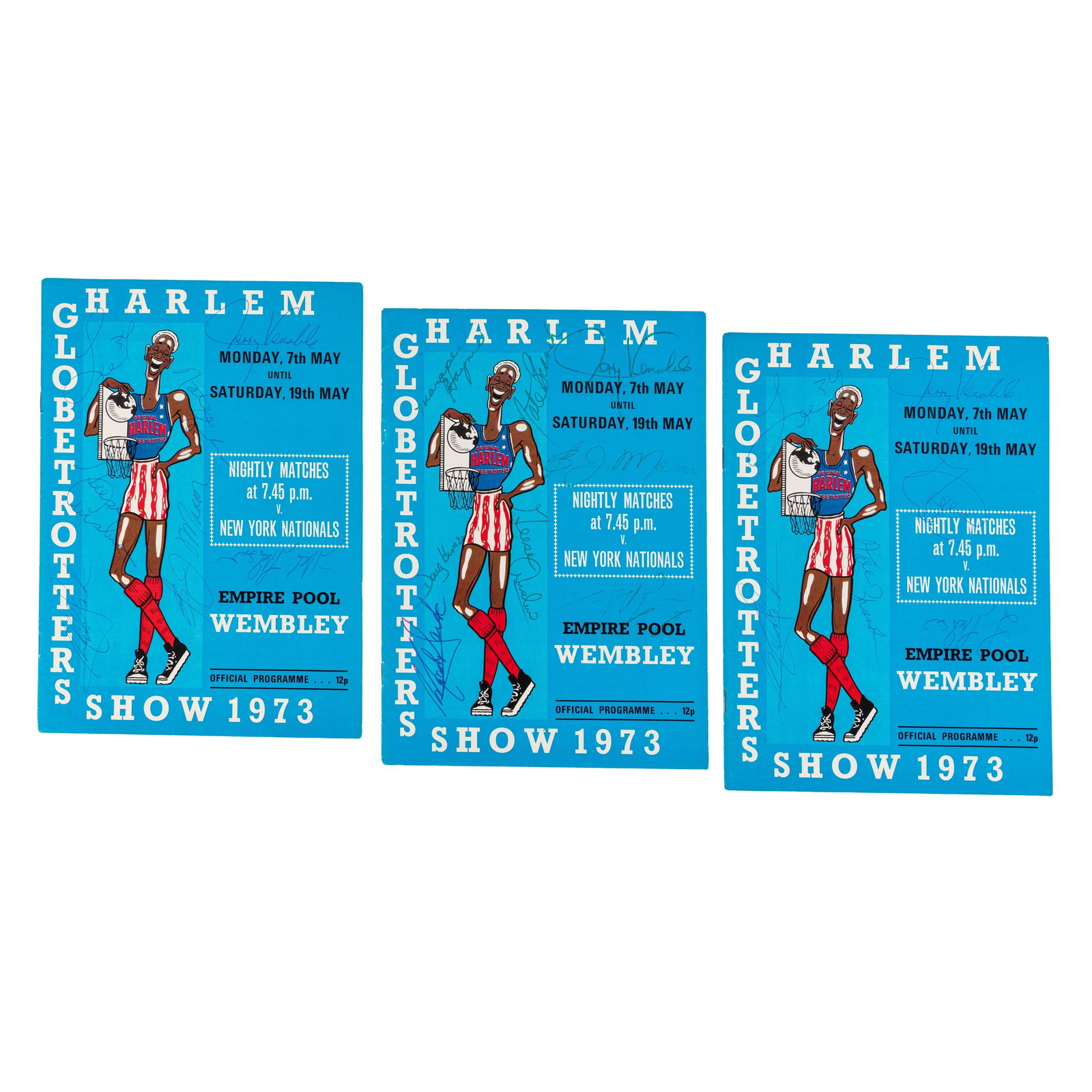 Harlem Globetrotters Show, 1973 Group of signed programmes (1 of 2)