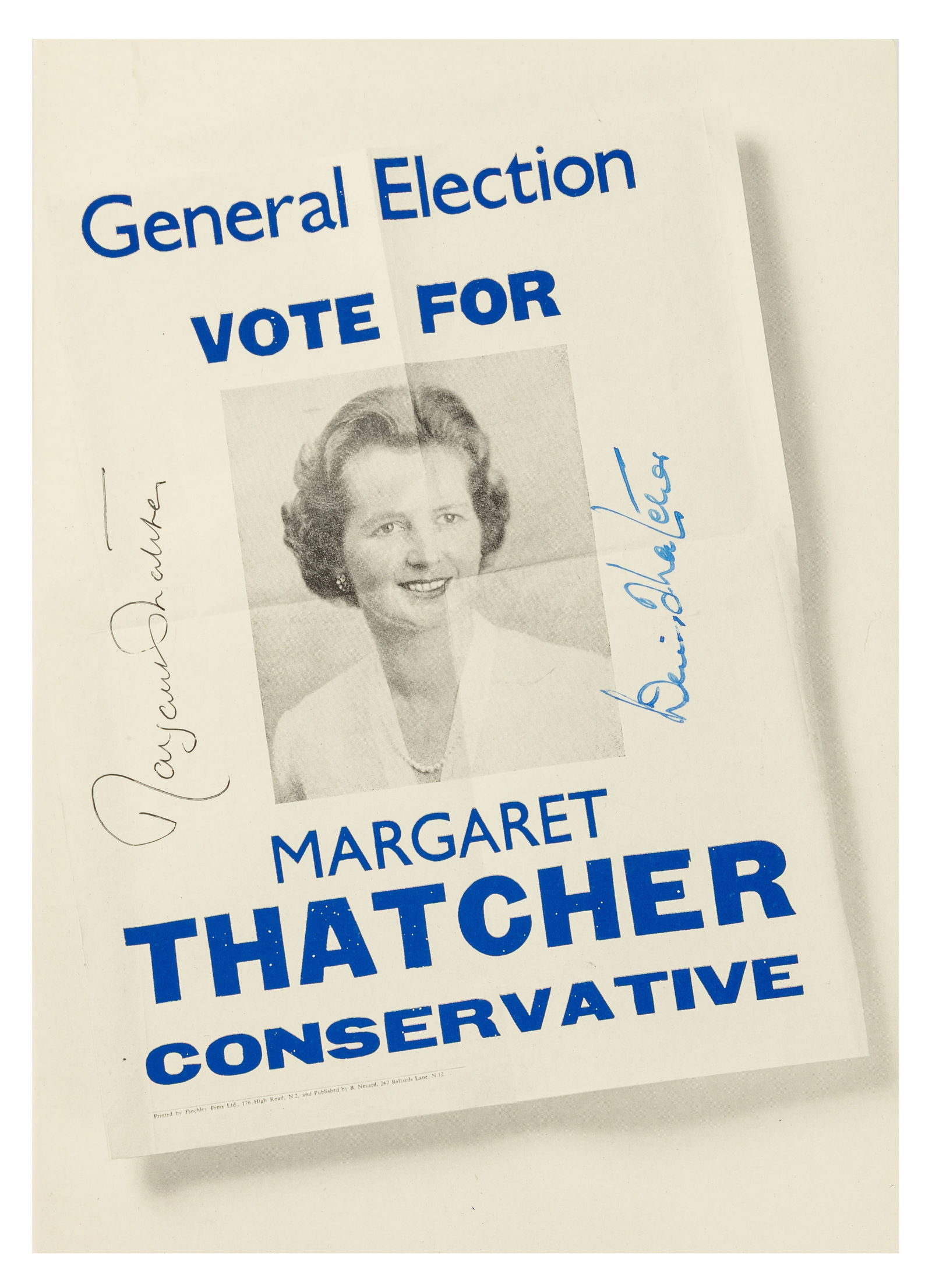 Thatcher (Margaret) & Denis Signed souvenir programme for the 1992 Finchley & Friern Barnet Conserva: Thatcher (Margaret) & Denis Signed souvenir programme for the 1992 Finchley & Friern Barnet Conservative & Unionist Annual Dinner Dance at the Hilton National, Watford, Signed on the front by