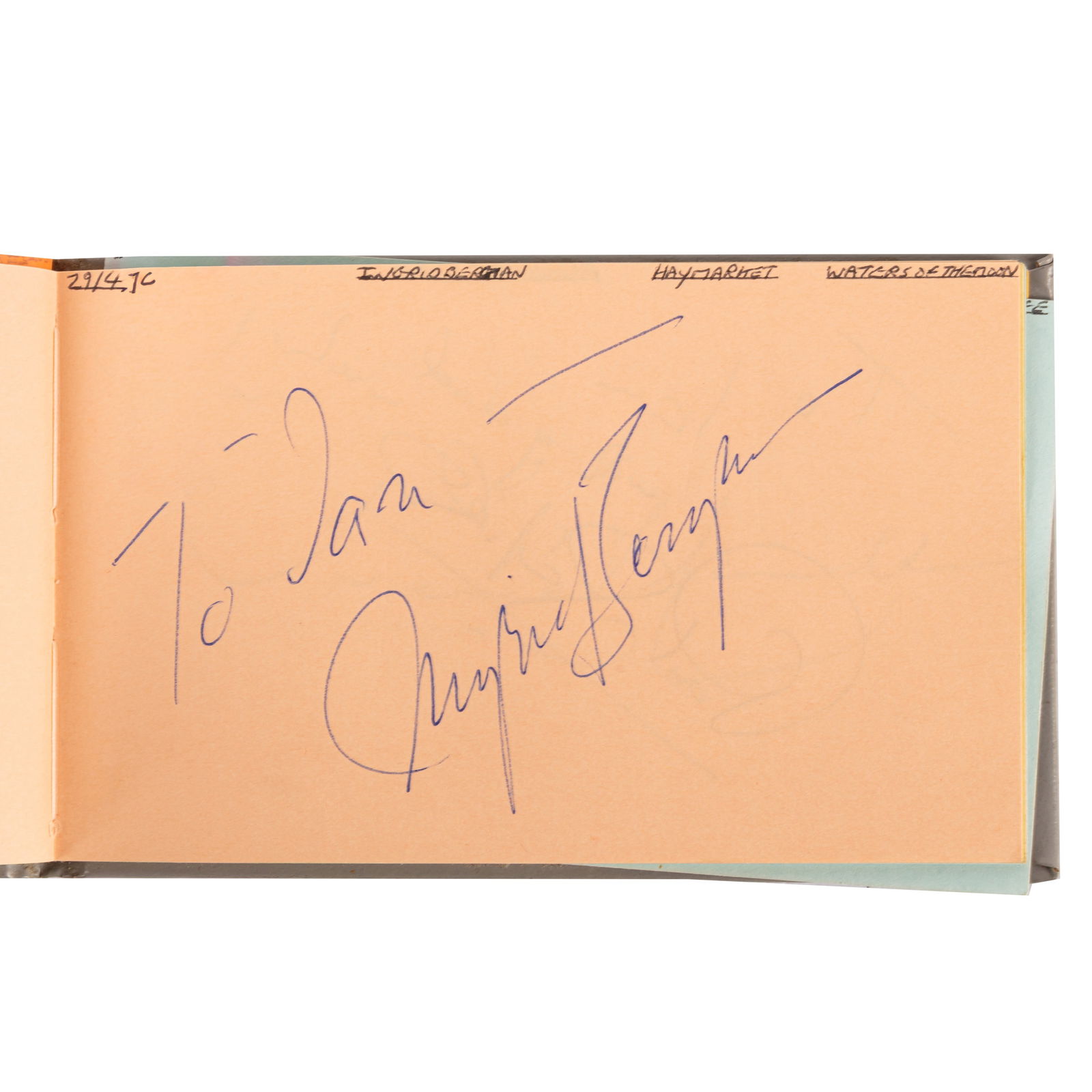 Autograph Albums.- Incl. Ingrid Bergman Signatures by actors, entertainers, musicians, c. 1970s (1 of 4)
