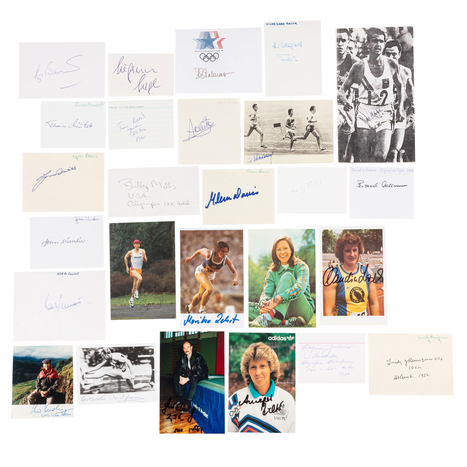 Autograph Collection.- Olympic Winners: Autograph Collection.- Olympic Winners A large selection of photographs, index cards and album pages signed by prominent Olympic winners, comprising: Fanny Blankers-Koen, Cliff Bourland, Tore