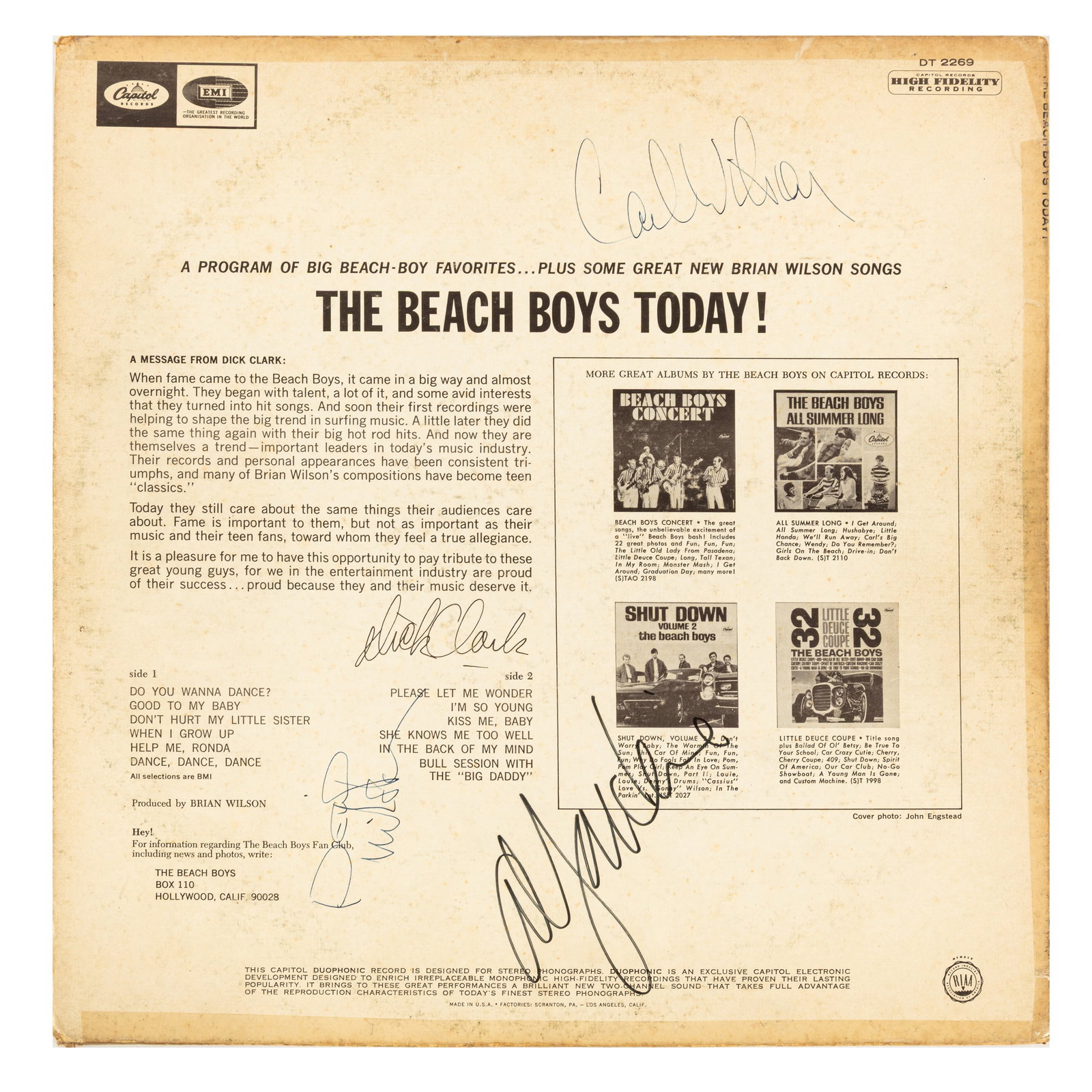 The Beach Boys Signed 'The Beach Boys Today!' album cover (1 of 1)