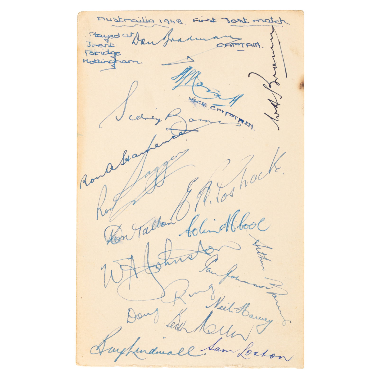 Cricket Interest.- First Test Match, 1948 Australian Cricket Team, 1948 (1 of 2)