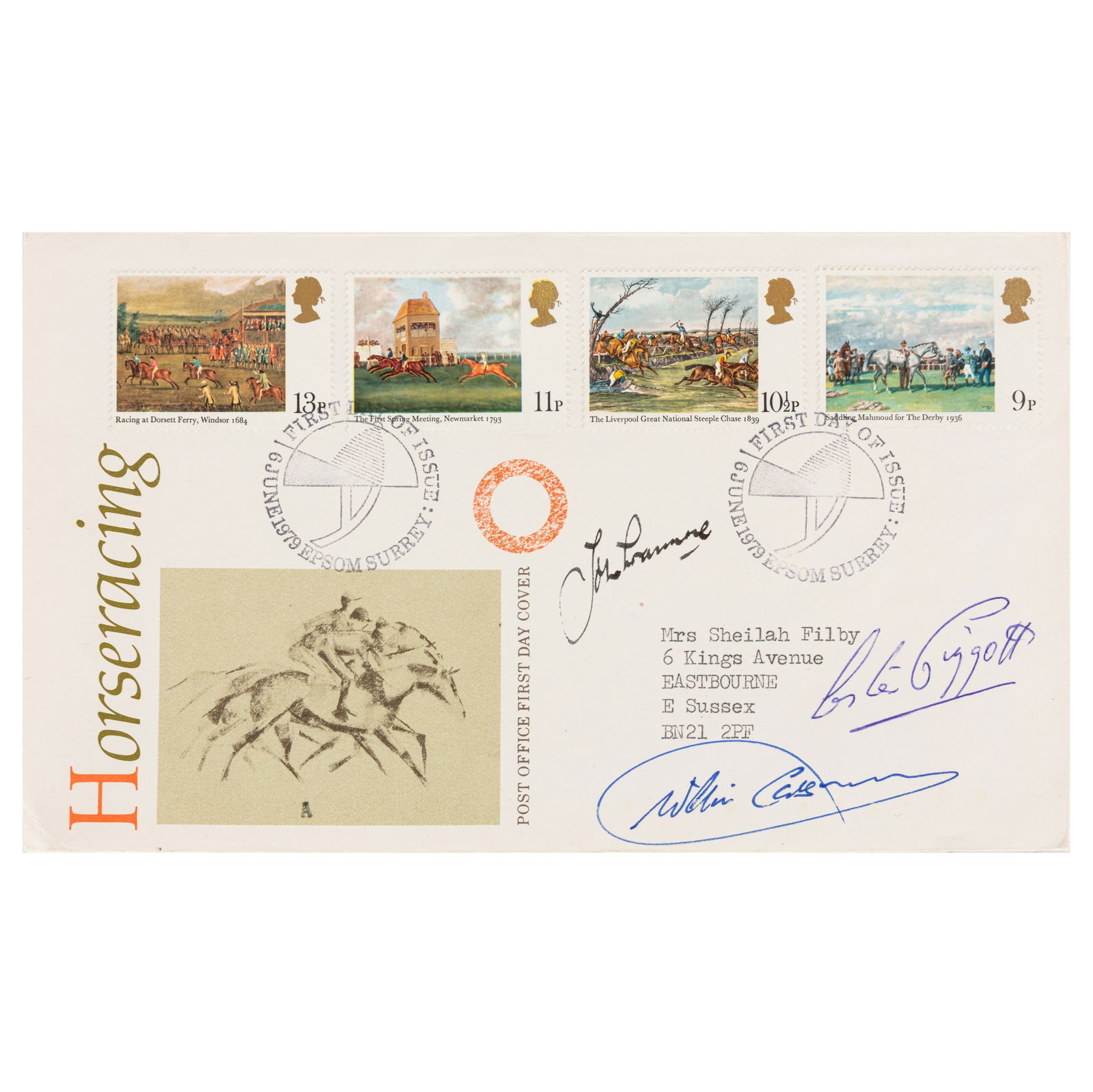 Horse Racing.- Signed First Day Cover (1 of 1)