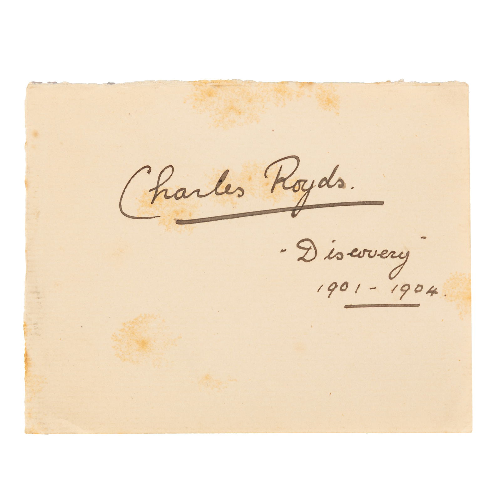 Discovery Expedition, 1901-1904 - Charles Royds Signed album page (1 of 1)