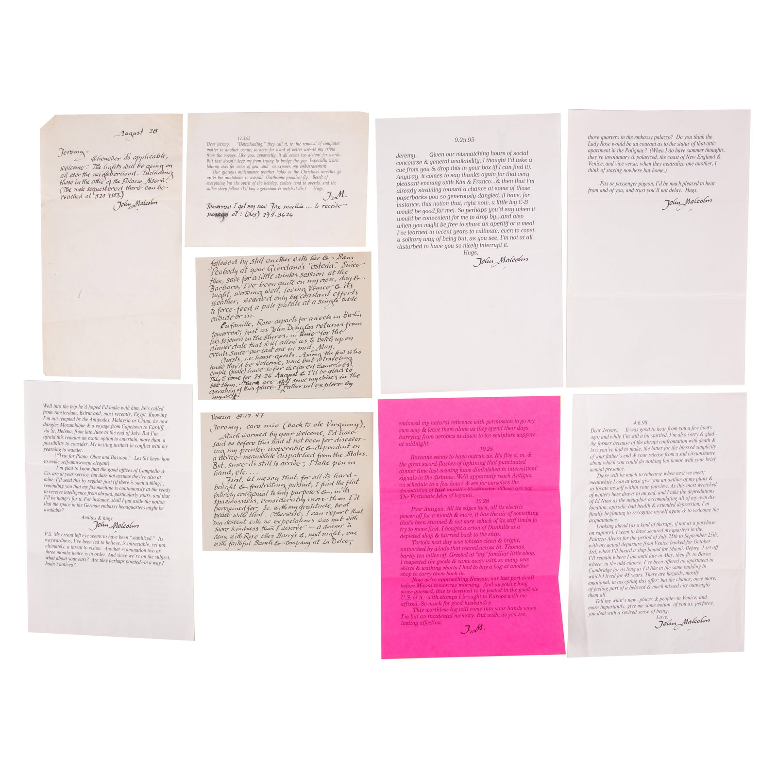 Brinnin (John Malcolm) Group of letters: Brinnin (John Malcolm) Group of letters A group of typed and autograph letters from John Malcolm Brinnin to Mr Jeremy Margorian, discussing various subjects, from social engagements ("Thanks again fo