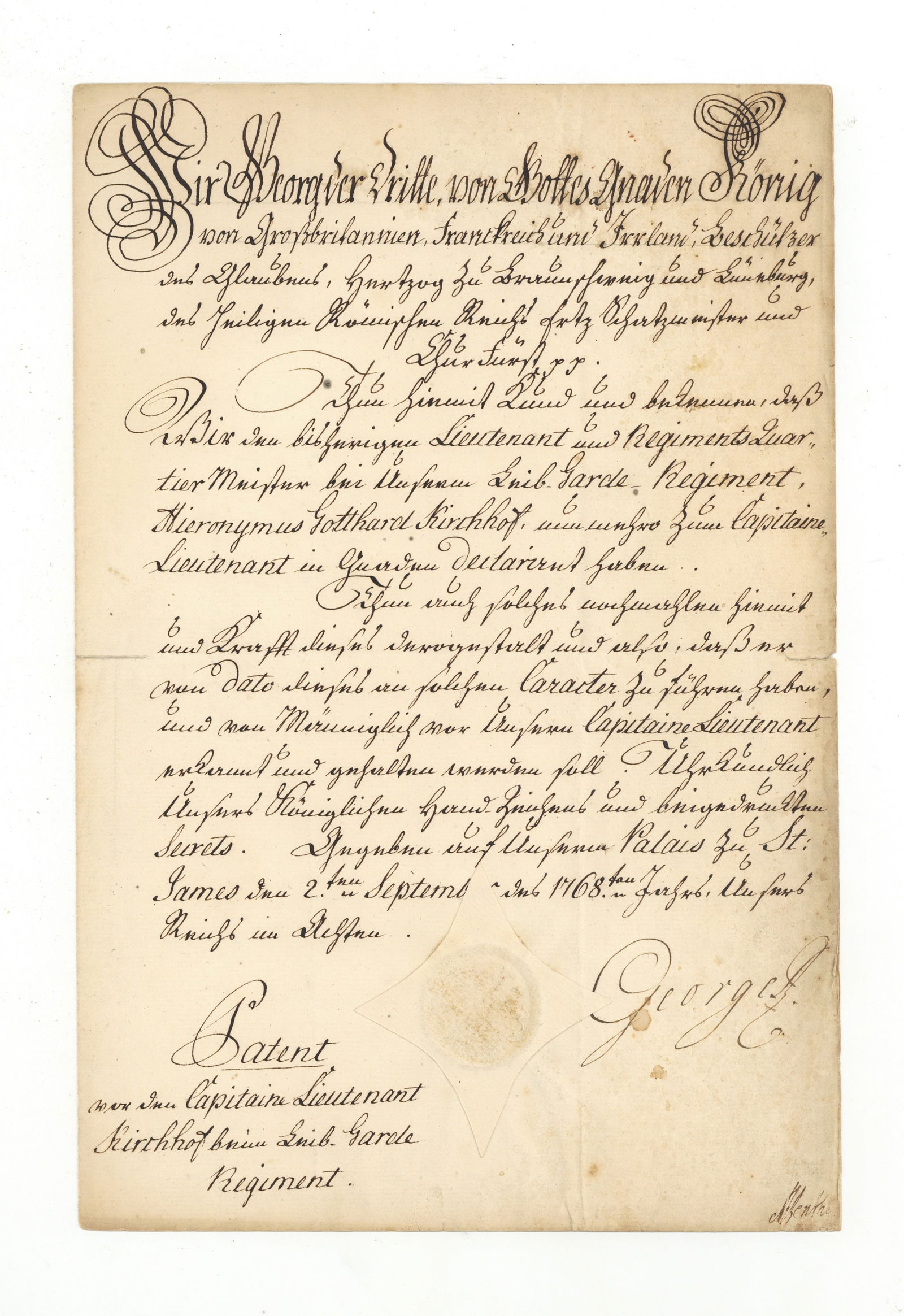 George III, King of Great Britain and Ireland Royal military warrant hand-signed by King George III (1 of 1)