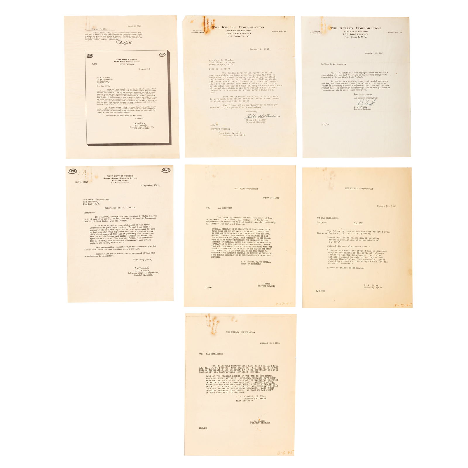 Manhattan Project Interest.- Kellex Corporation Archive (1 of 1)