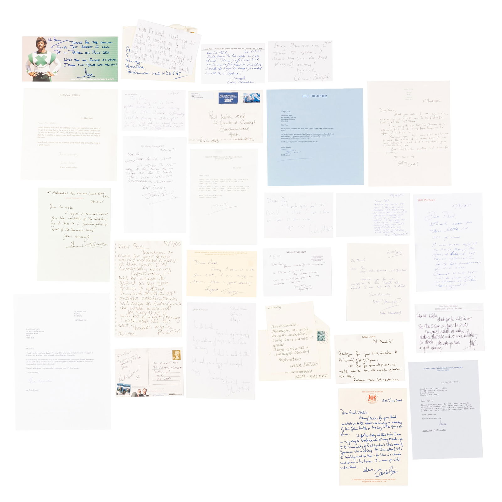 Autograph Collection.- Elstree Studios Letters by actors and entertainers (1 of 4)