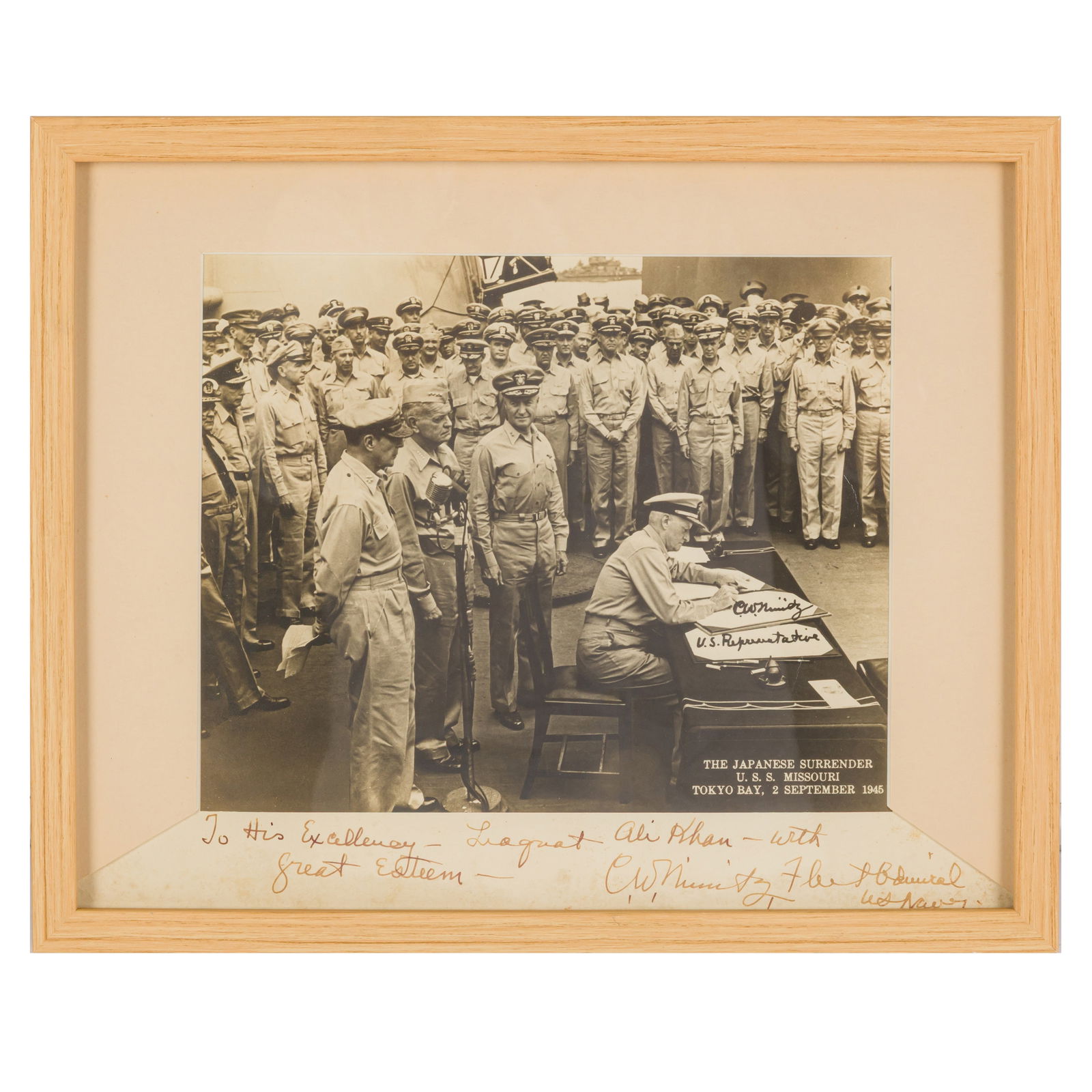 Nimitz (Chester W. Fleet Admiral) Vintage black and white photograph of the Japanese Surrender at To (1 of 1)