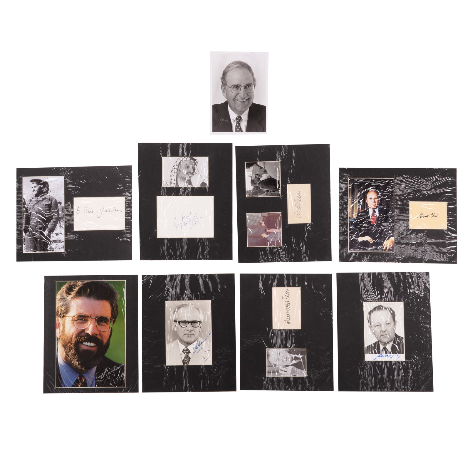 Autograph Collection.- Foreign Politicians Signed photographs and album pages: Autograph Collection.- Foreign Politicians Signed photographs and album pages Group of album pages and photographs signed by various foreign politicians, including: Olof Palme, Yasser Arafat, David