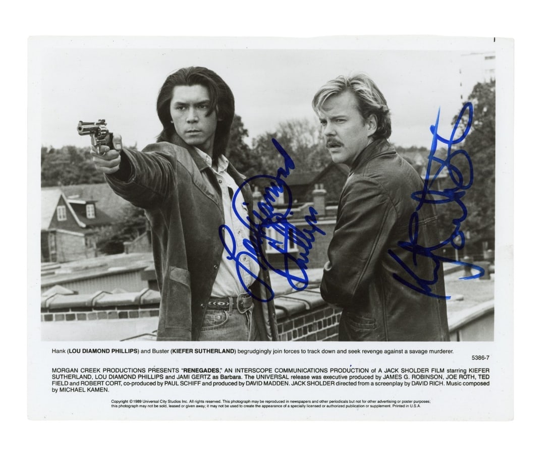 Renegades.- Kiefer Sutherland and Lou Diamond Phillips Signed photograph (1 of 1)