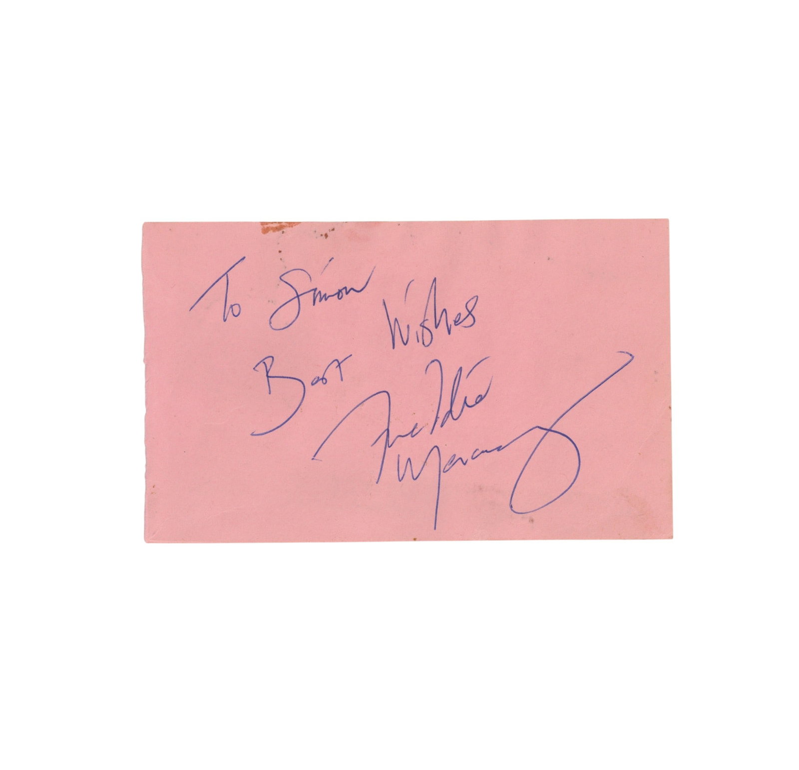 Mercury (Freddie) Ink signature on pink album page (1 of 1)
