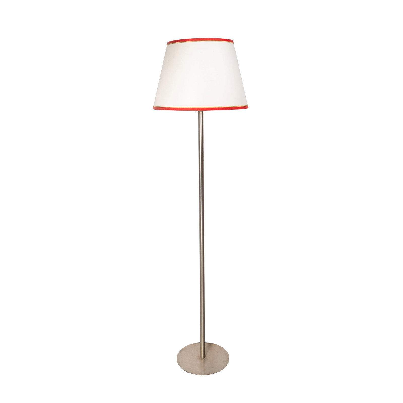 Late 20th Century, Italy Standard lamp: Late 20th Century, Italy Standard lamp Circa 1990s Brushed chrome, handmade cotton shade 167cm high x 44cm diameter