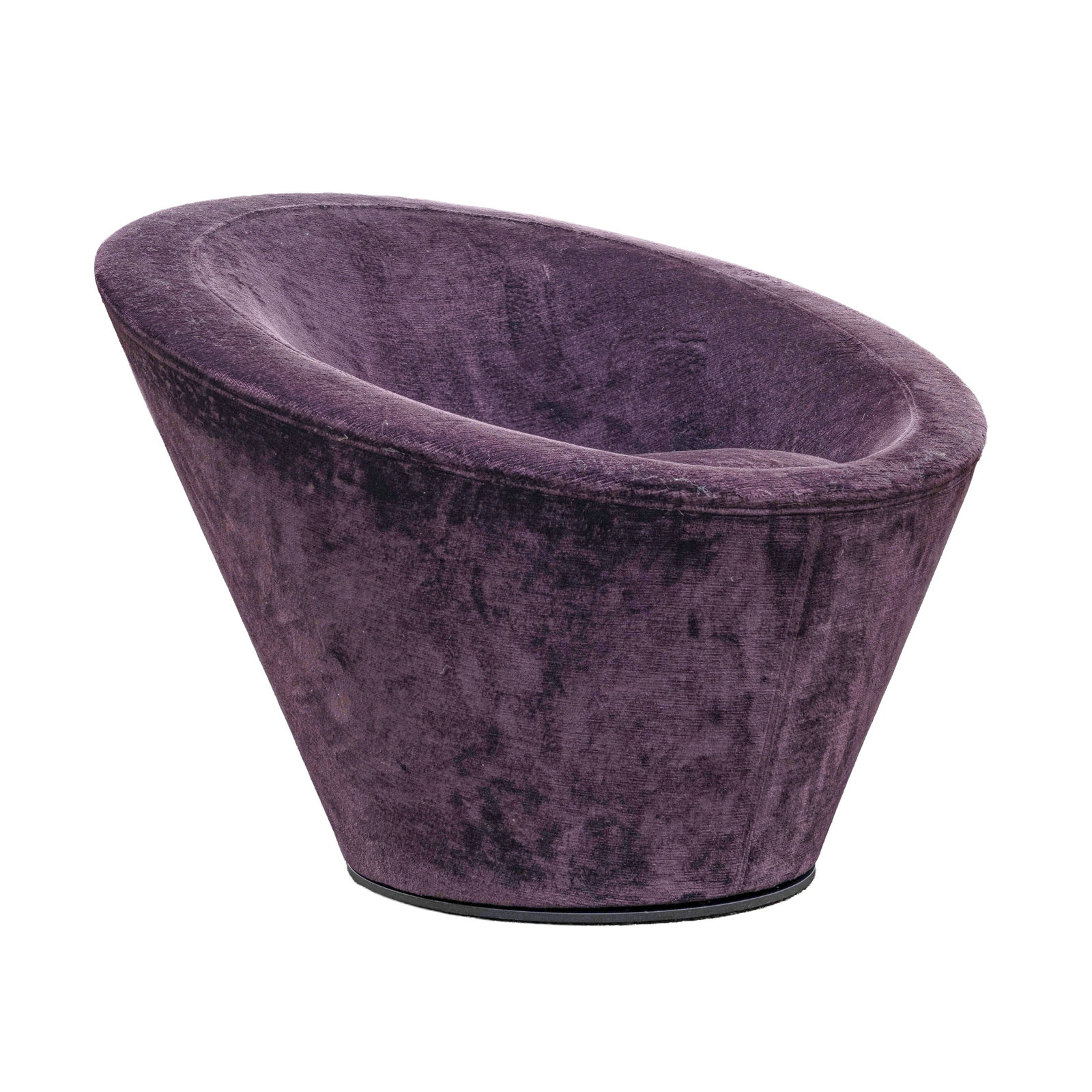 Tacchini, Italy Girola Swivel Chair: Tacchini, Italy Girola Swivel Chair 2000s Purple linen velvet upholstery, polyurethane foam, beech plywood frame 64cm high