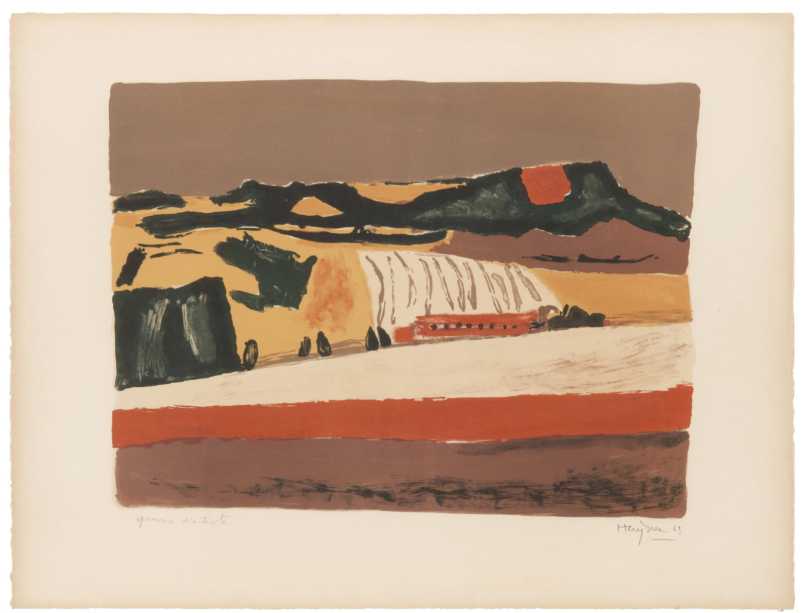 § Henri Hayden (Polish, 1883-1970) Courtablom: § Henri Hayden (Polish, 1883-1970) Courtablom 1969 signed, dated and inscribed artists proof in pencil a proof aside from the edition of 75 lithograph in colours on wove framed ARR