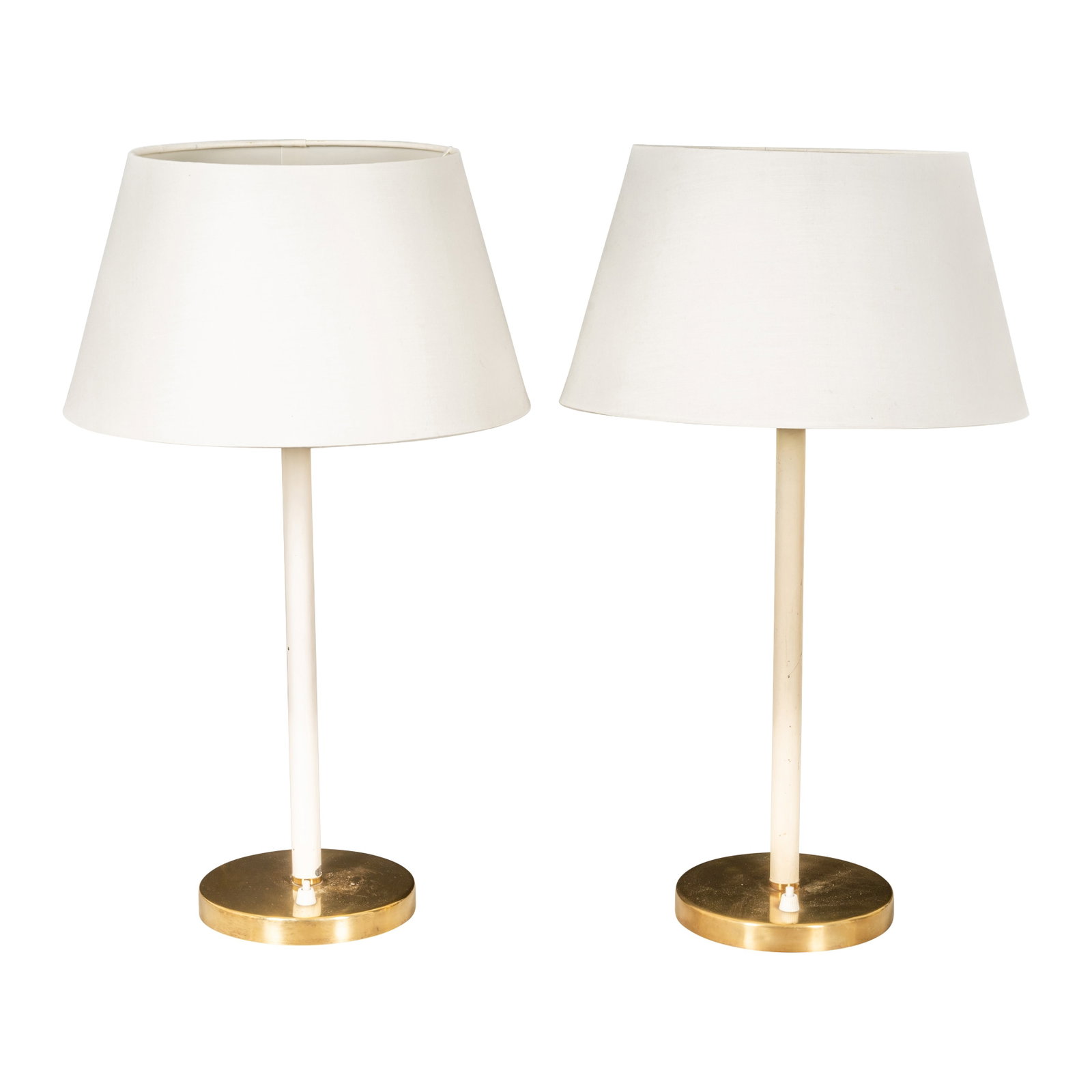 Asea, Sweden Pair of E1251 lamps: Asea, Sweden Pair of E1251 lamps Circa 1940s Brass, leather Stamped ASEA with model number 57cm high