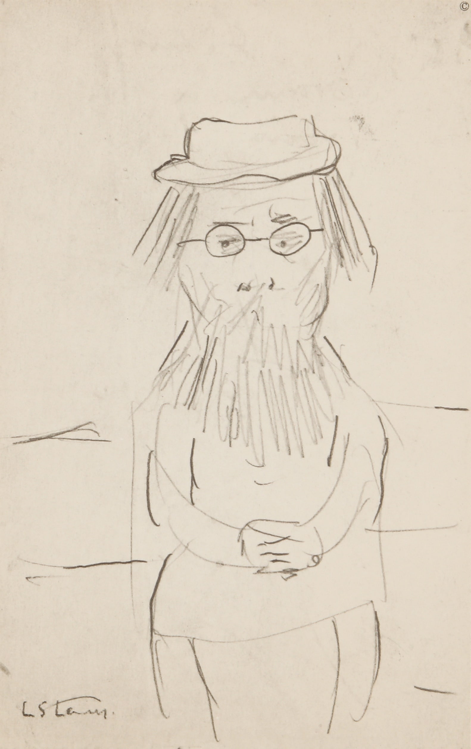 § Laurence Stephen Lowry R.A. (British, 1887-1976) Sketch for Woman with a Beard - 2