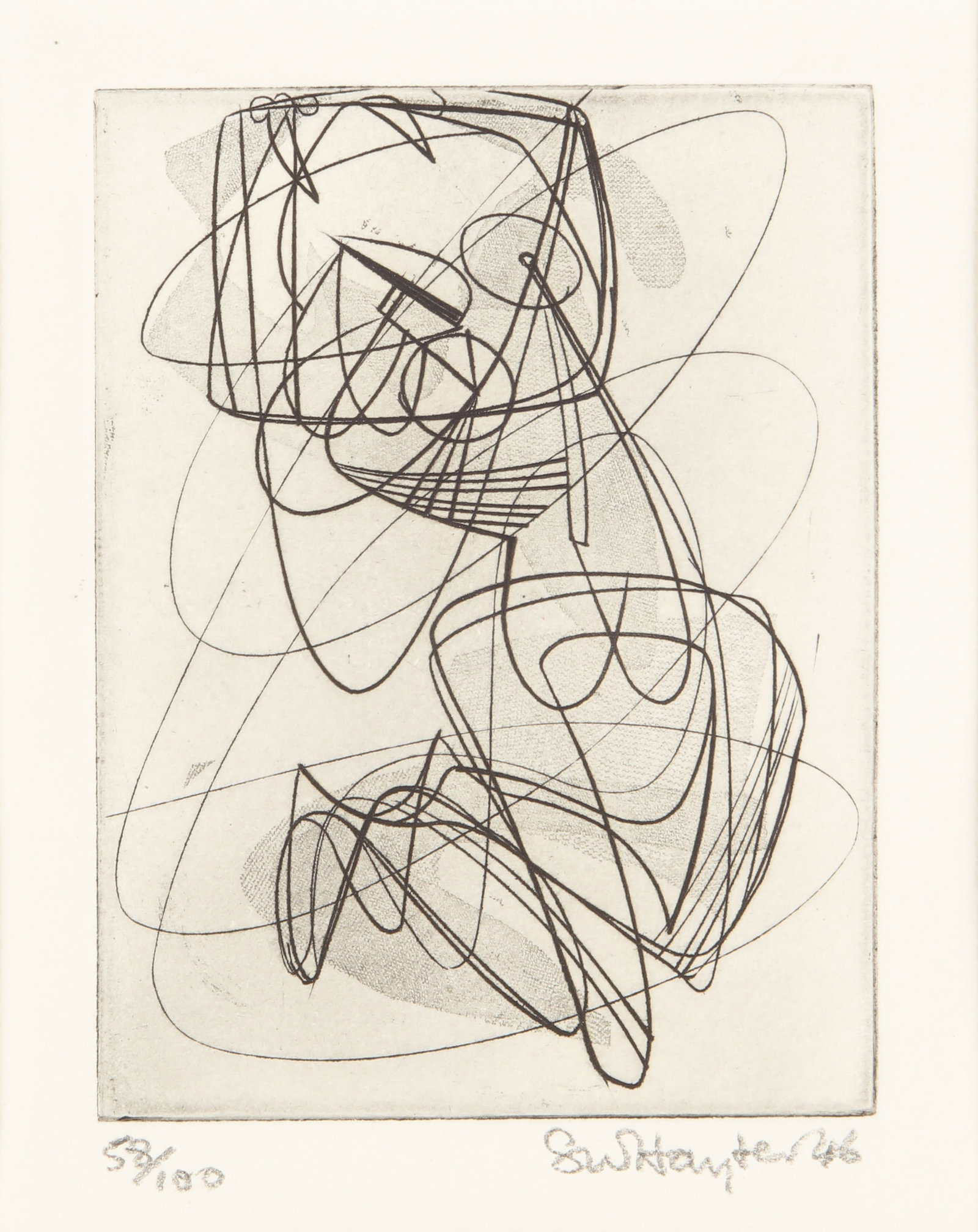 § Stanley William-Hayter (British, 1901-1988) New Year Greeting Card [Black & Moorhead 192]: § Stanley William-Hayter (British, 1901-1988) New Year Greeting Card [Black & Moorhead 192] 1946 signed, dated and numbered 58/100 in pencil etching with aquatint on wove from the portfolio Nine