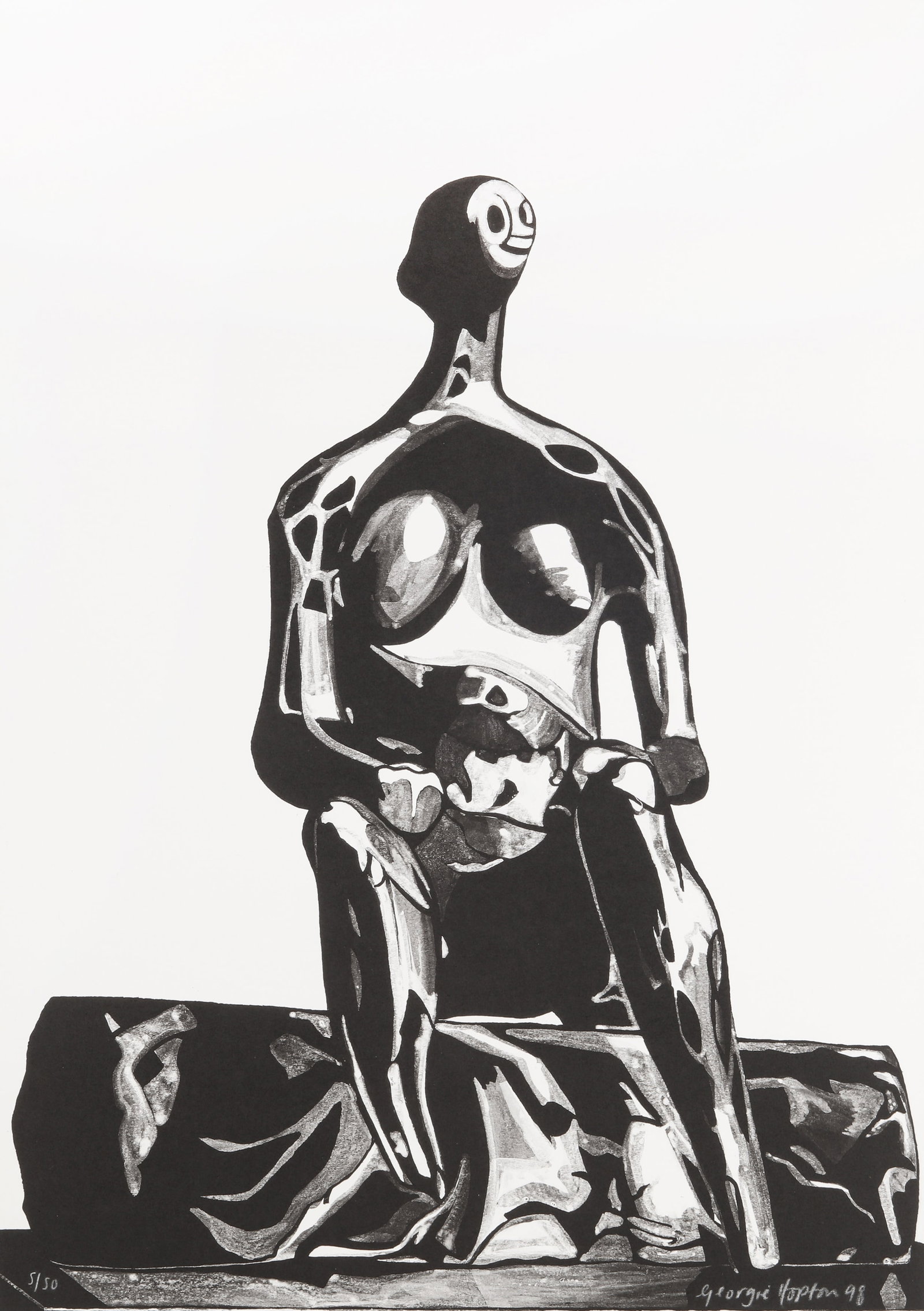 § Georgie Hopton (British, b.1967) Untitled: § Georgie Hopton (British, b.1967) Untitled 1998 signed, dated and numbered 5/50 in white pencil lithograph on wove from 10 Supastore SupaStars unframed ARR Dimensions:sheet 59 x 41.5cm