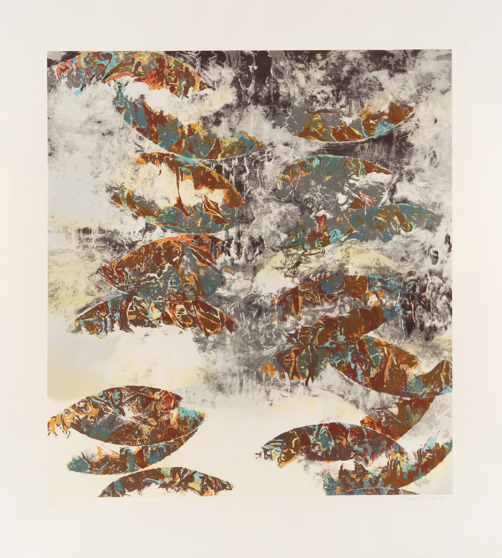 § Thérèse Oulton (British, b.1953) Smokescreen: § Thérèse Oulton (British, b.1953) Smokescreen 1989 signed, dated and numbered from the edition of 250 in pencil screenprint in colours on wove framed ARR Dimensions:image 99 x 88cm