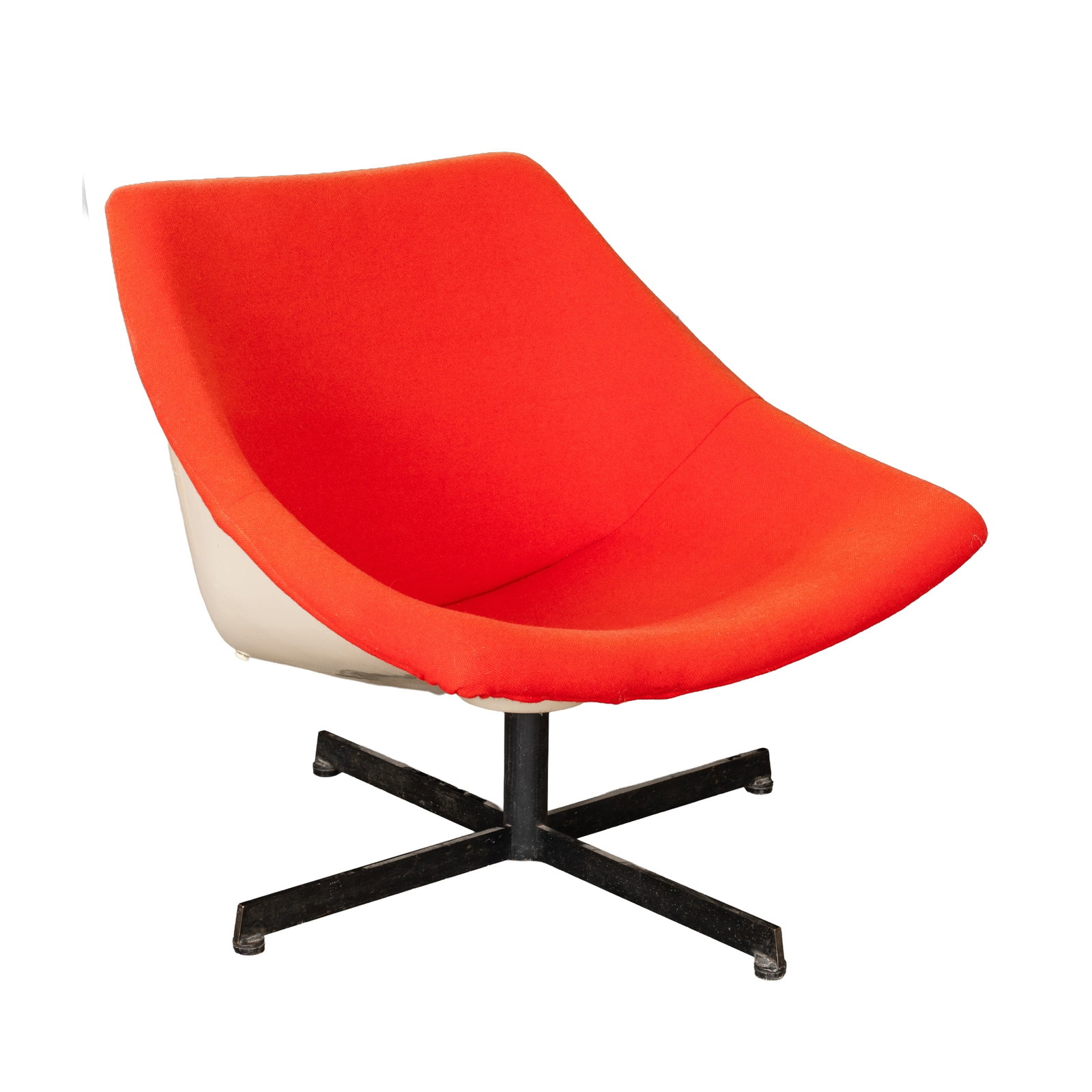 Parker Knoll, Britain PK.399 swivel chair, Tirano model: Parker Knoll, Britain PK.399 swivel chair, Tirano model Circa 1960s Fibreglass, red upholstery, coated metal Applied Parker Knoll plaque to reverse 73cm high x 80cm wide x 69cm deep