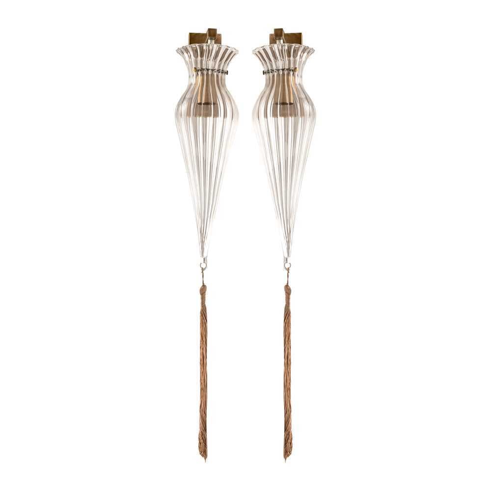 Contemporary, Italy Pair of Teardrop Wall Lights: Contemporary, Italy Pair of Teardrop Wall Lights Contemporary Murano glass 52cm drop (without tassels) (Missing pins)