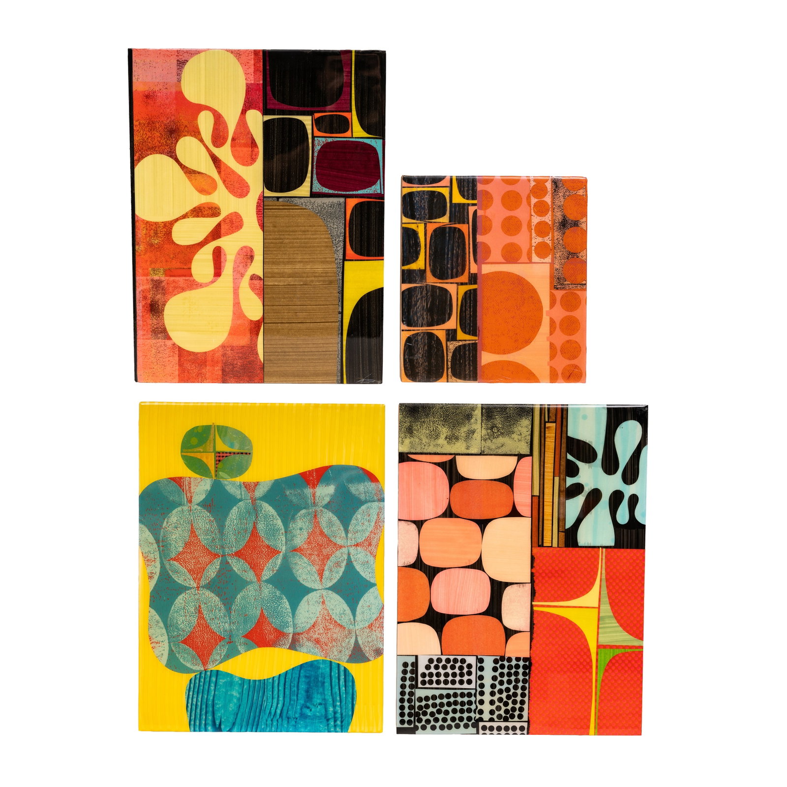 Rex Ray (American, 1956-2015) Collection of Four Rex Ray Studios Prints: Rex Ray (American, 1956-2015) Collection of Four Rex Ray Studios Prints 2011, 2013 mixed media collage with resin on panel each signed to the studio label verso, and three dated Dimensions:40.5 x