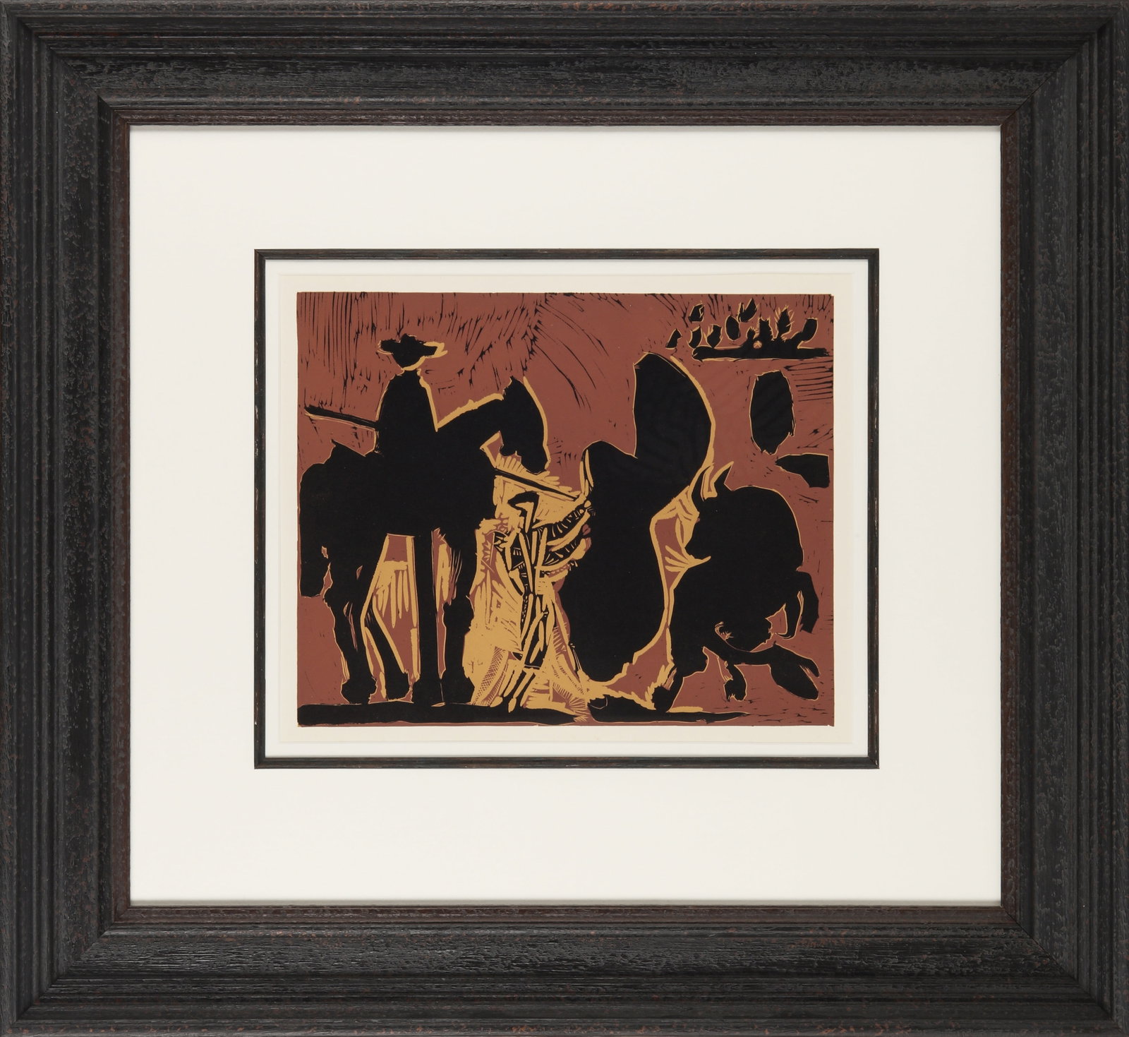 § After Pablo Picasso (Spanish, 1881-1973) Avant la pique: § After Pablo Picasso (Spanish, 1881-1973) Avant la pique 1962 linocut on wove published by Galerie Louise Leiris for Editions Cercle D'Art, Paris framed ARR Dimensions:image 26.5 x 32cm