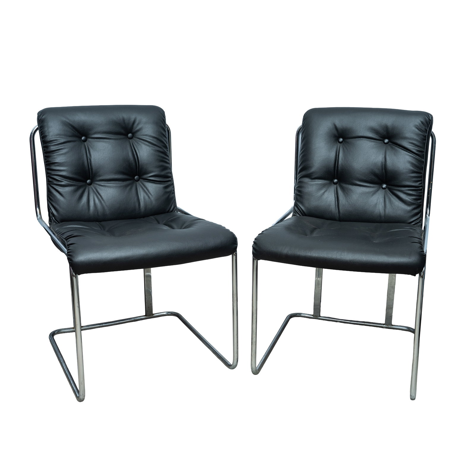 Gastone Rinaldi (Italian 1920 to 2006) for Rima Pair of cantilever armchairs: Gastone Rinaldi (Italian 1920 to 2006) for Rima Pair of cantilever armchairs Circa 1970s Faux leather, chrome 77cm high x 48cm deep x 48cm wide Preview: By Appointment Provenance