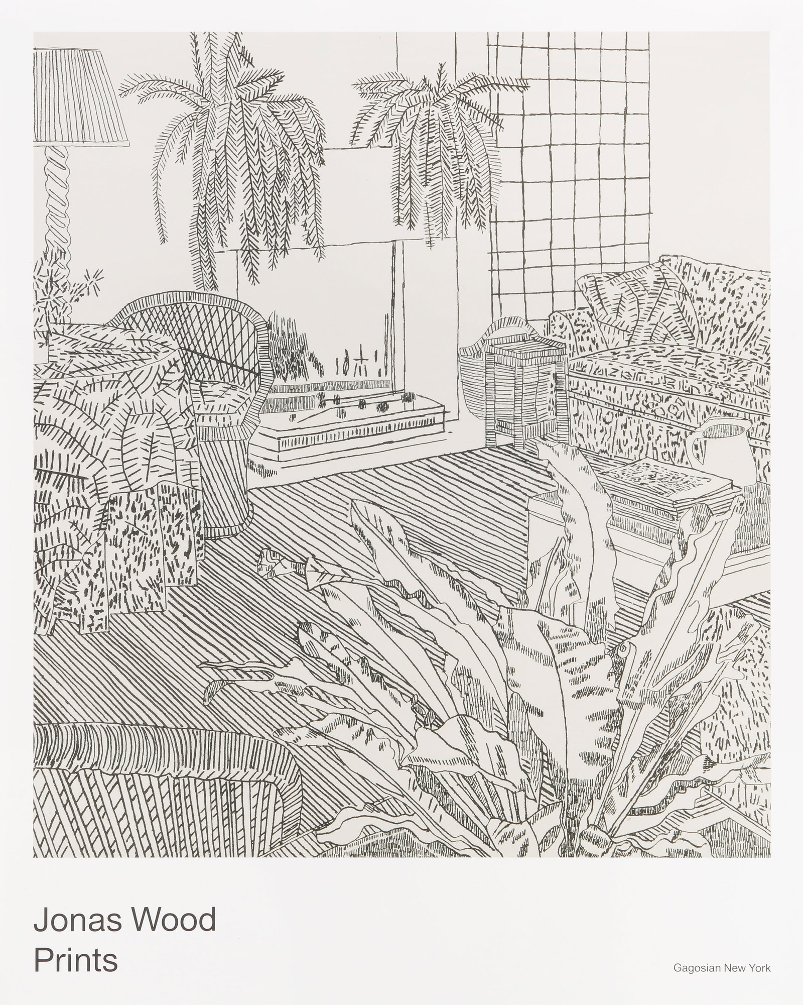 Jonas Wood (American, b.1977) Prints 1: Jonas Wood (American, b.1977) Prints 1 2023 offset lithographic poster on smooth wove published by Gagosian Gallery, New York unframed Dimensions:sheet 76.2 x 61cm