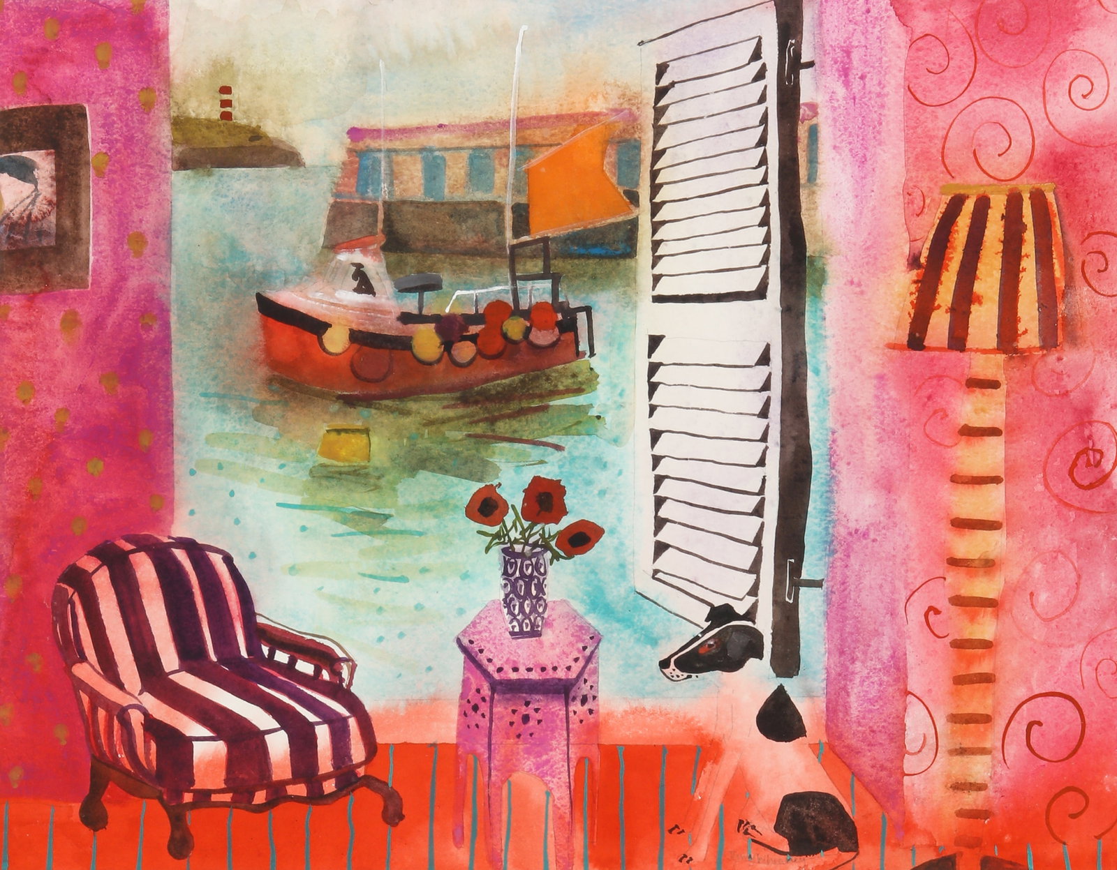 § Jenny Wheatley R.W.S. (British, b.1959) Heading Out: § Jenny Wheatley R.W.S. (British, b.1959) Heading Out signed 'Jenny Wheatley' (lower right) watercolour Dimensions:Unframed: 40 x 50 cm. (15 3/4 x 19 5/8 in.) Framed: 69 x 78 cm. (27 1/8 x 30 5/8