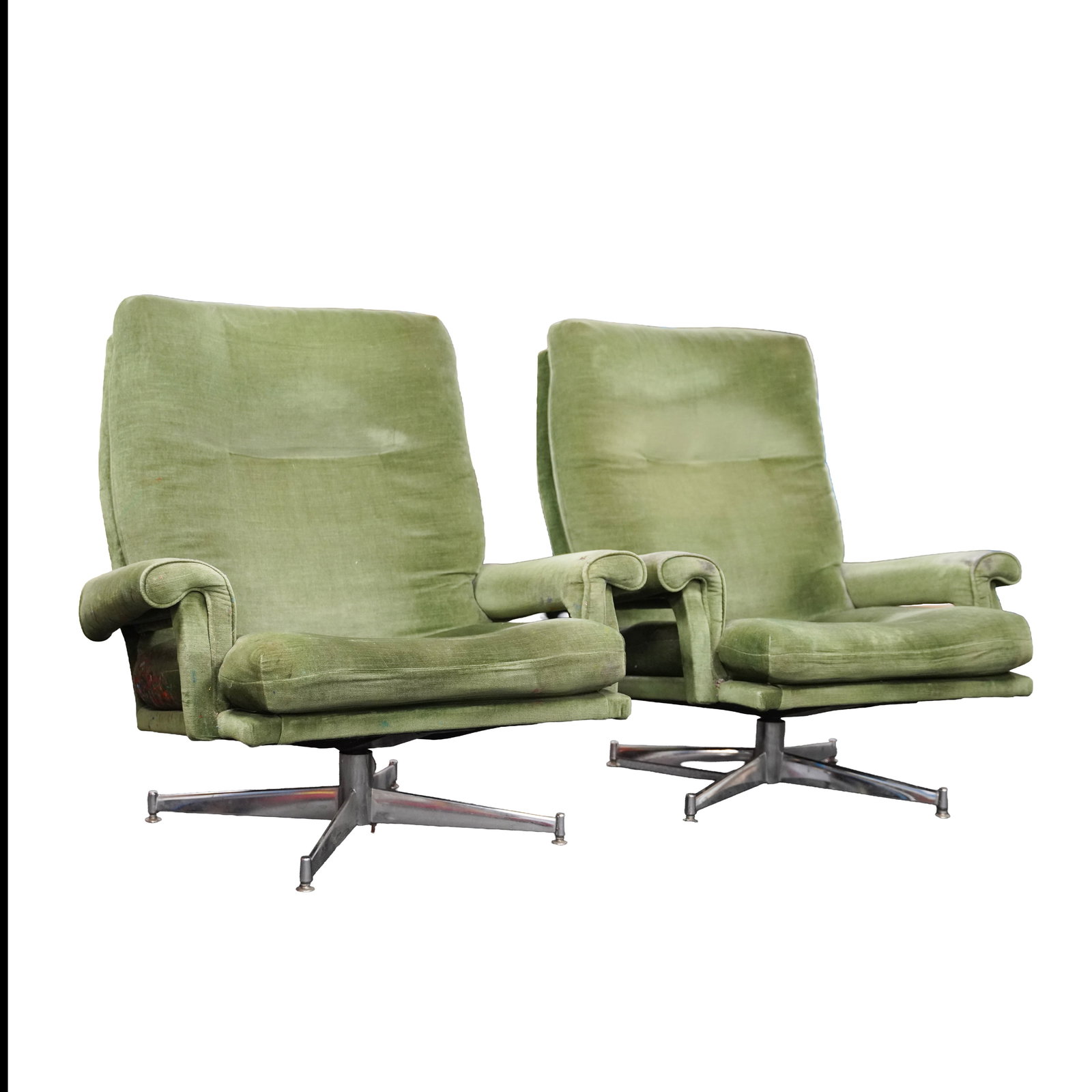 Mid Century, Britain Pair of Easy armchairs with ottoman - 2