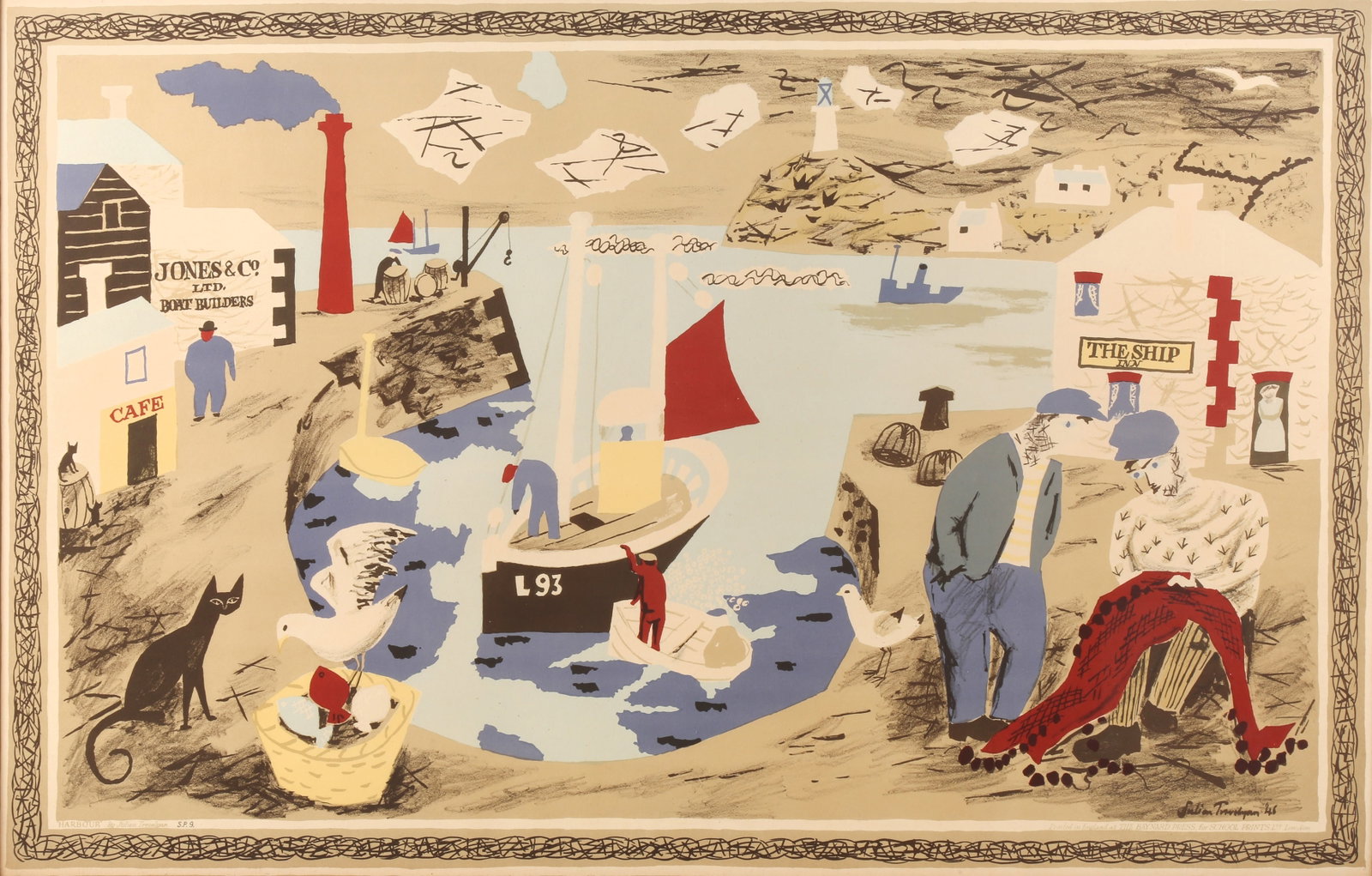 § Julian Trevelyan R.A. (British, 1910-1988) Harbour: § Julian Trevelyan R.A. (British, 1910-1988) Harbour 1946 signed and dated in plate offset lithograph in colours on wove printed by The Baynard Press for School Prints Ltd., London unframed ARR