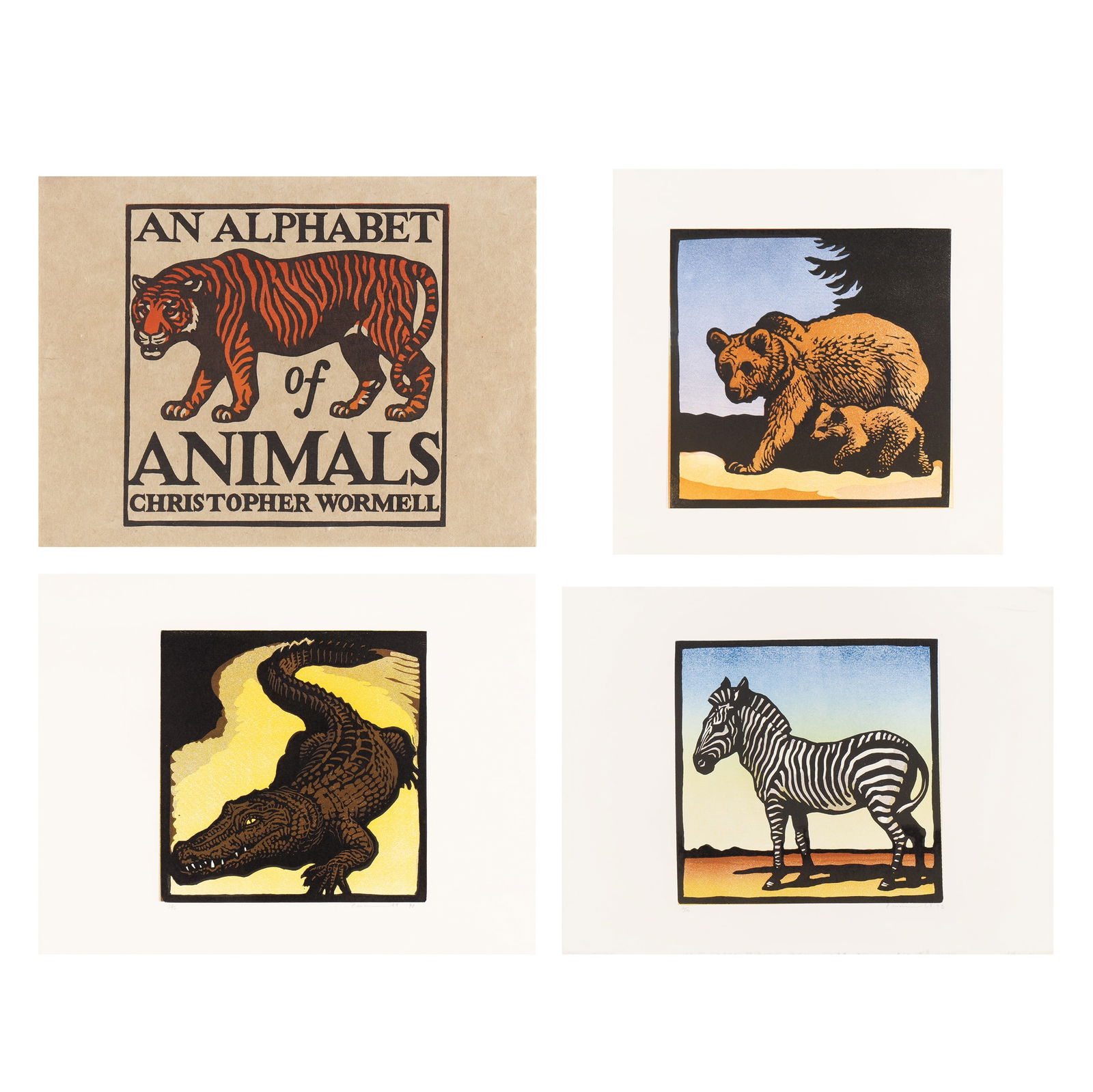 Christopher Wormell (British, b.1955) An Alphabet of Animals (Alligator, Bear, Zebra and Tiger title (1 of 1)