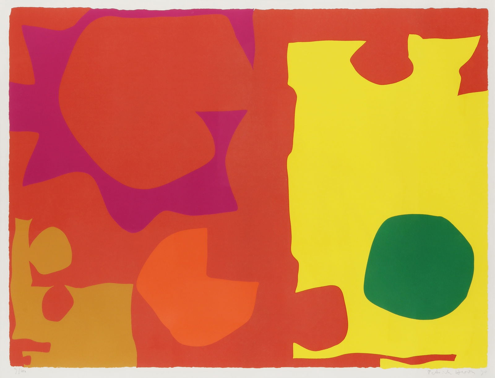 Patrick Heron C.B.E. (British, 1920-1999) Six in Vermilion with Green in Yellow (1 of 1)