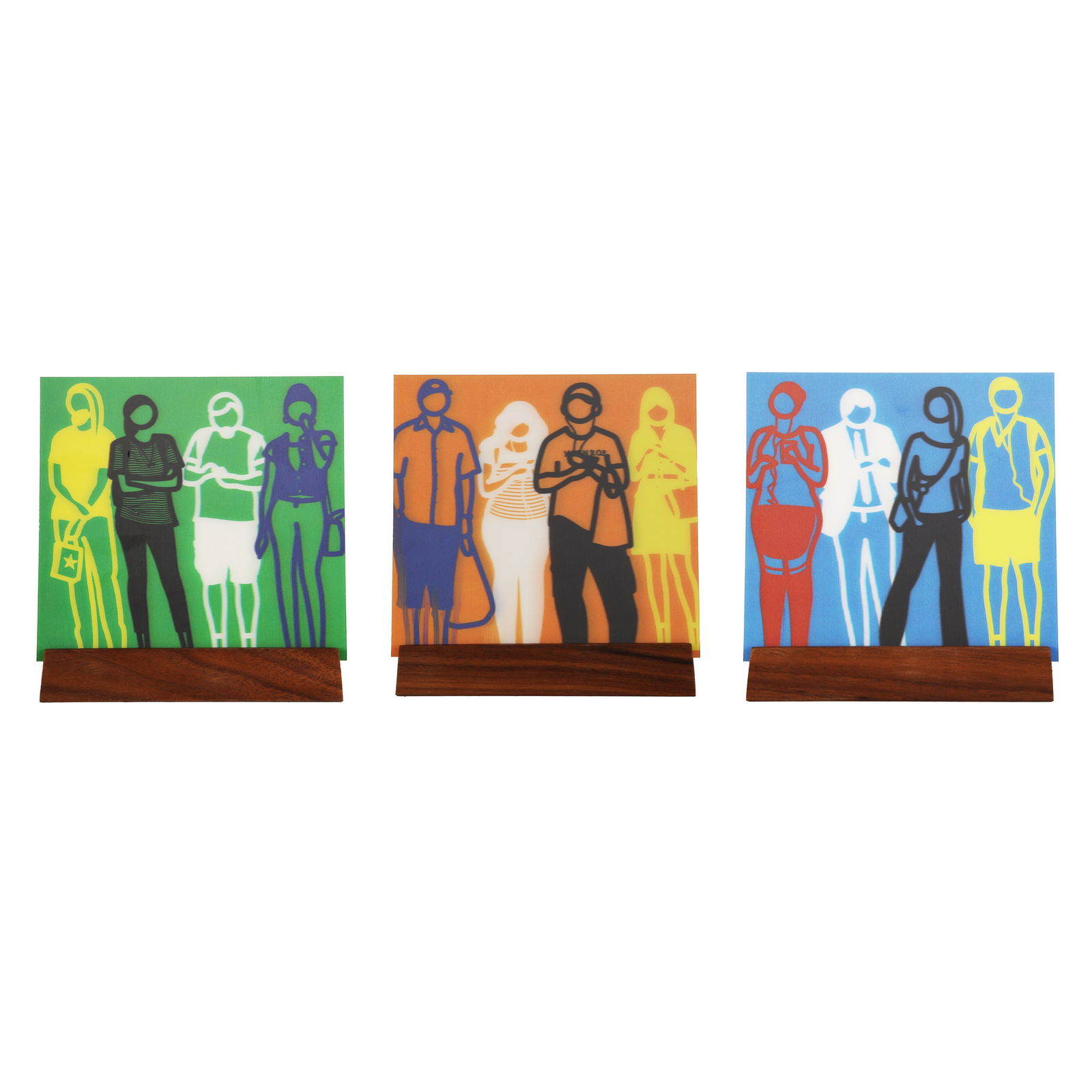 Julian Opie (British, b.1958) Standing People: 2019 set of three lenticular postcards unframed ARRDimensions: each sheet 14 x 14.5cm