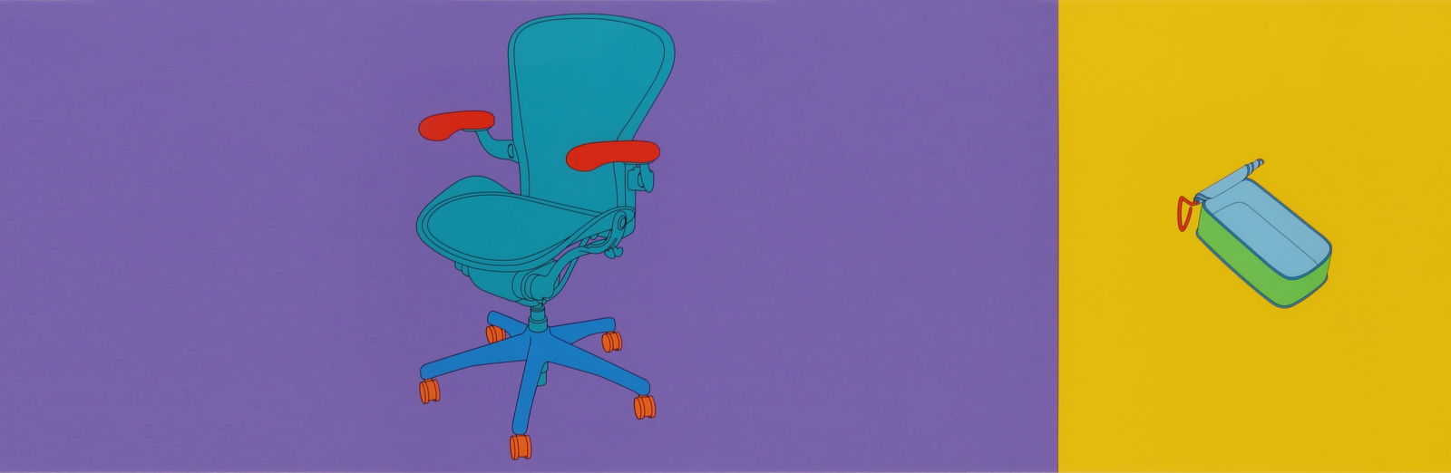 Sir Michael Craig-Martin C.B.E. R.A. (British, b.1941) Untitled (Chair and Tin): 2004 signed, dated and numbered 29/40 in pencil verso screenprint in colours on wove from the Folio series published by Alan Cristea Gallery, London framed ARRDimensions: sheet 33 x 100cmProvenance:An