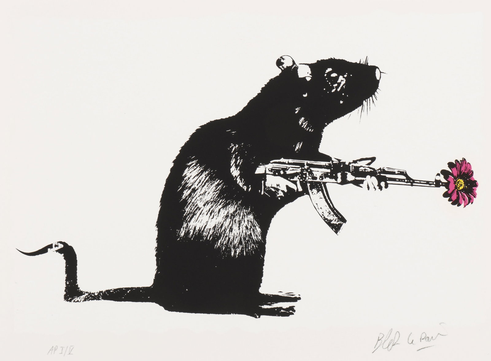 Blek Le Rat (French, b.1951) The Warrior (Pink Flower) (1 of 1)