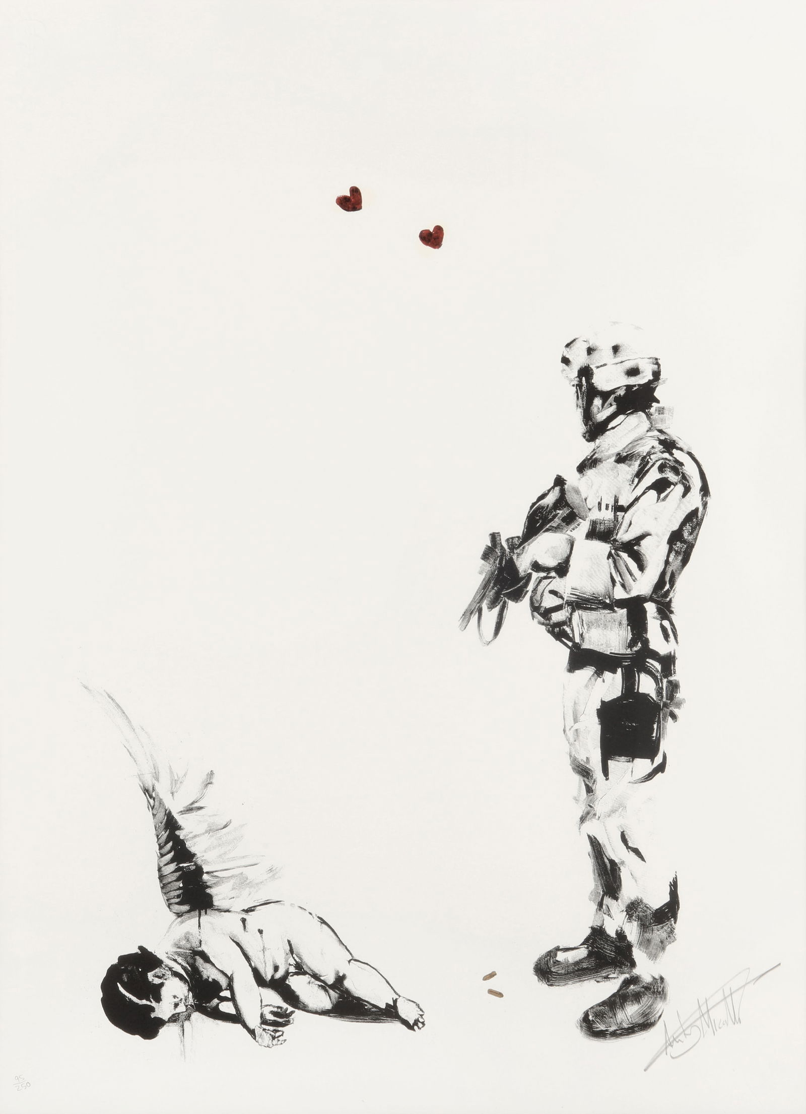 Antony Micallef (British, b.1975) Friendly Fire: 2006 signed and numbered 95/250 in pencil screenprint in colours on Somerset wove published by Pictures On Walls, with their blindstamp framed ARRDimensions: image 75.5 x 55cm