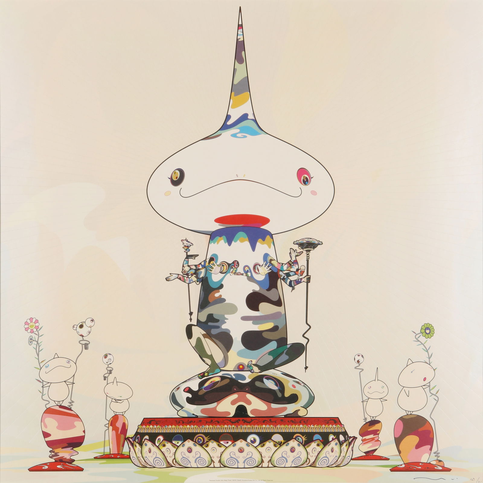 Takashi Murakami (Japanese, b.1962) Reversed Double Helix Mega Power: 2005 signed and numbered 127/300 in black ink offset lithograph in colours on wove published by Kaikai Kiki Co. Ltd, Tokyo framedDimensions: image 70 x 70cm