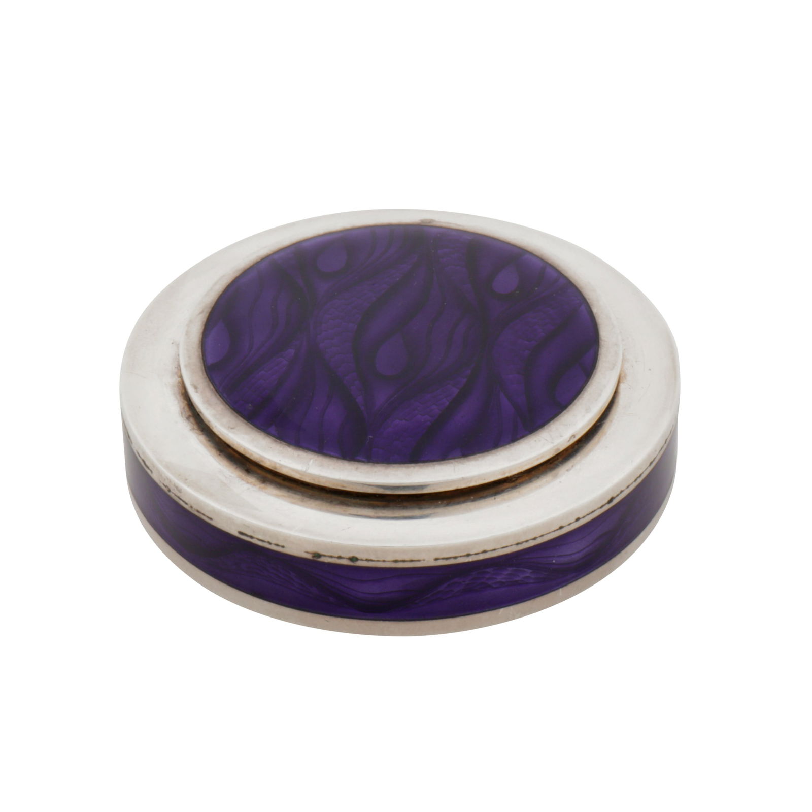 London 2009 by RDG (untraced) An Elizabeth II sterling silver and guilloche enamel pill box (1 of 1)