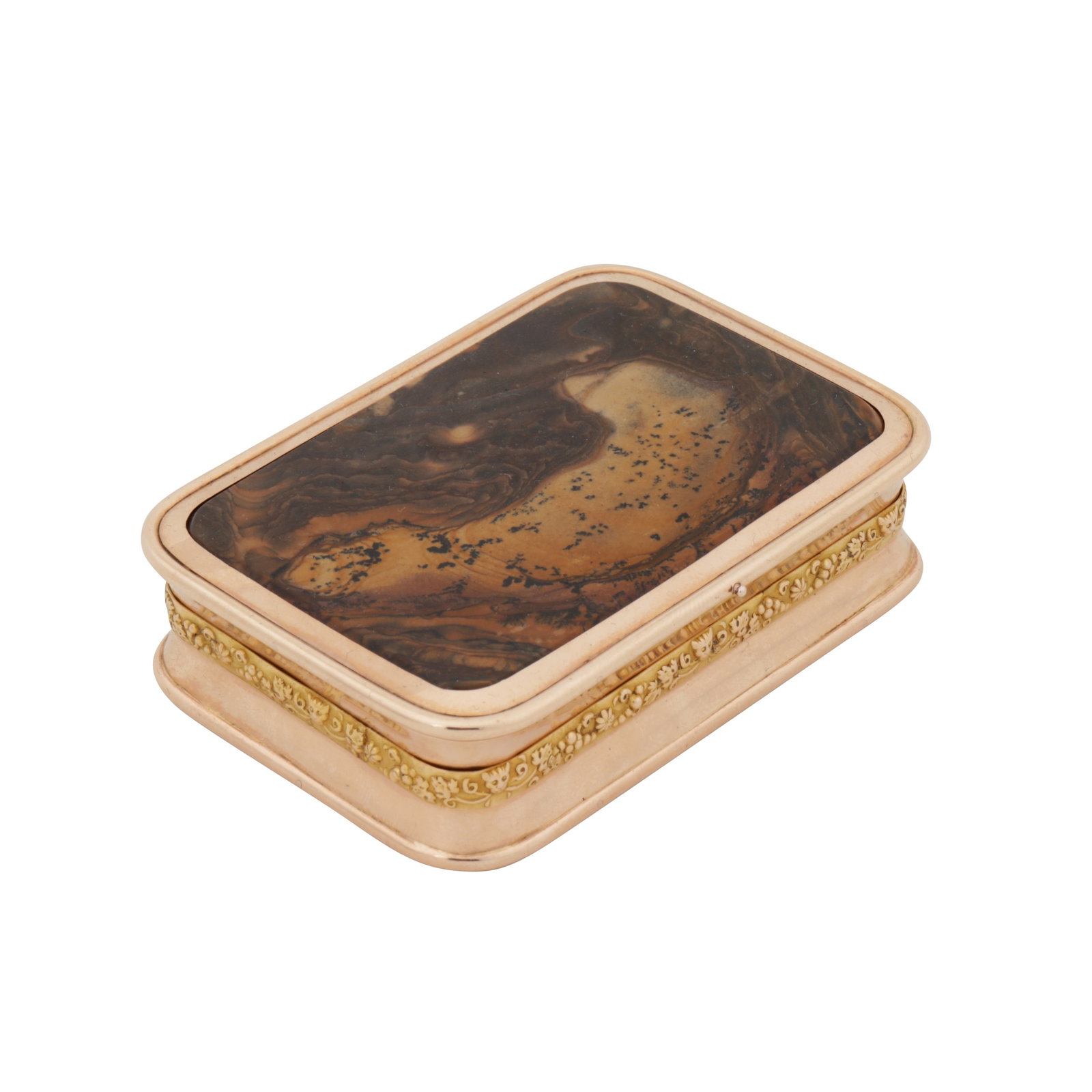 England circa 1820 A George III 14 carat gold and moccha stone snuff box (1 of 1)