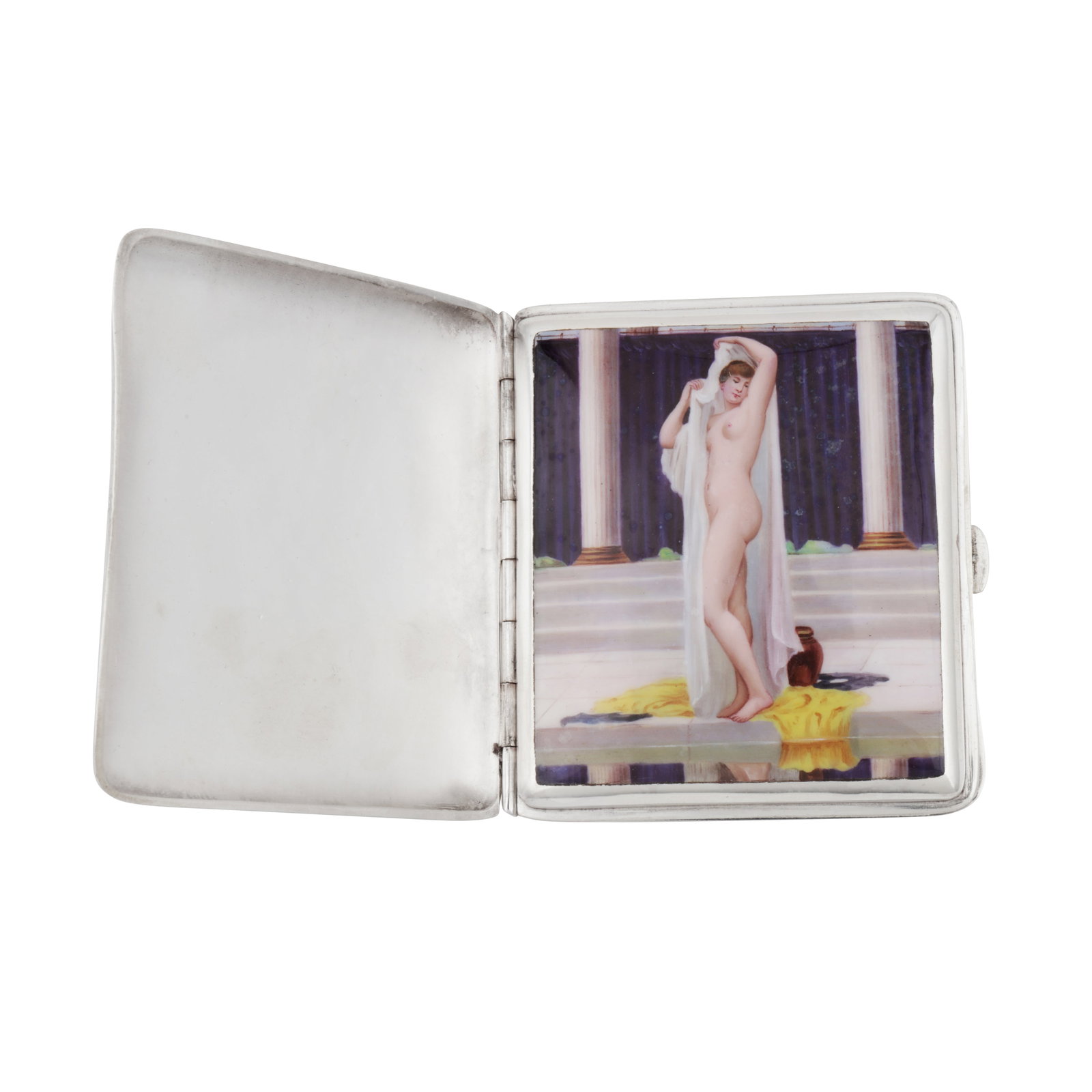 Pforzheim circa 1910 An early 20th century German silver and enamel erotic cigarette case (1 of 1)