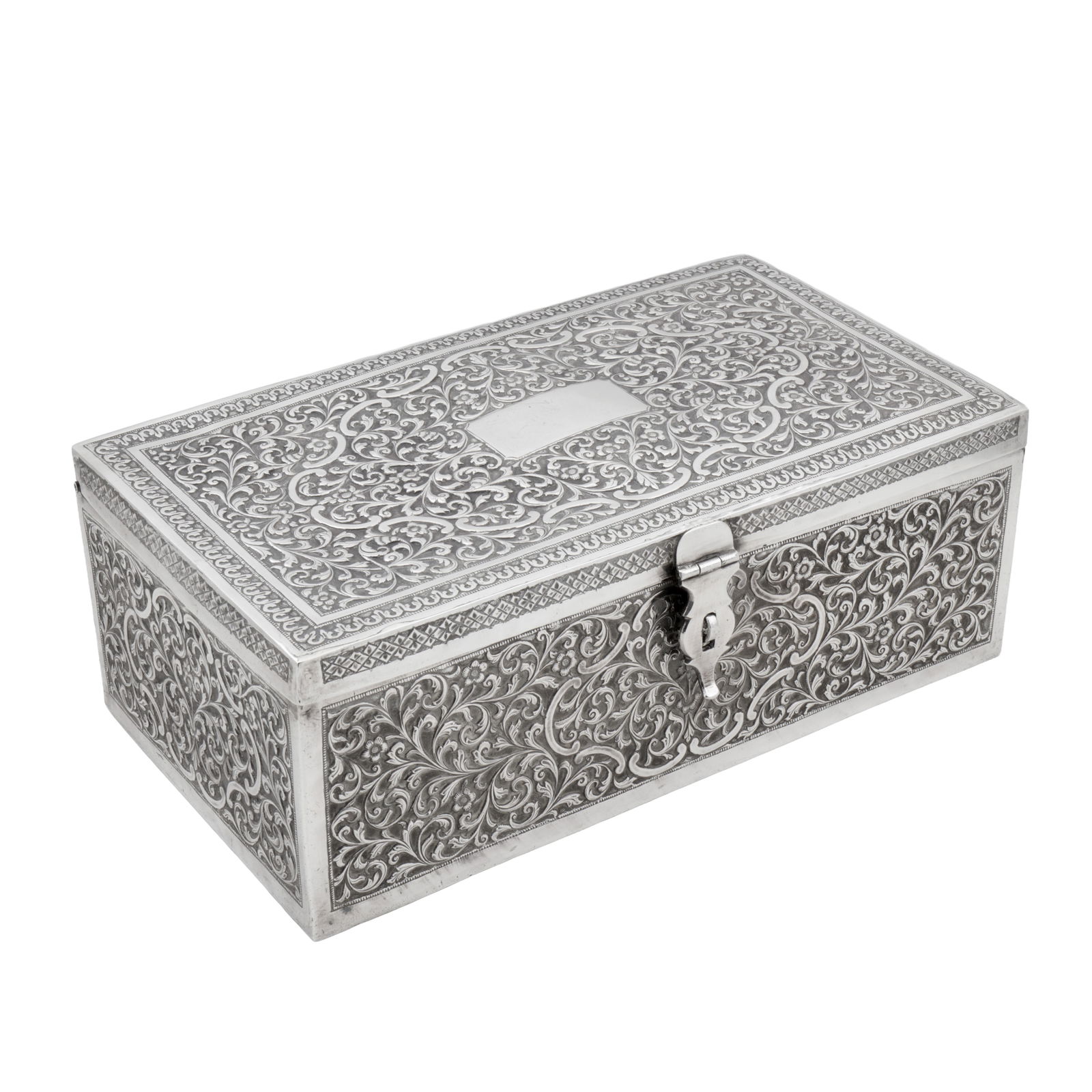 Cutch circa 1900 A very large late 19th / early 20th century Anglo – Indian unmarked silver casket (1 of 1)