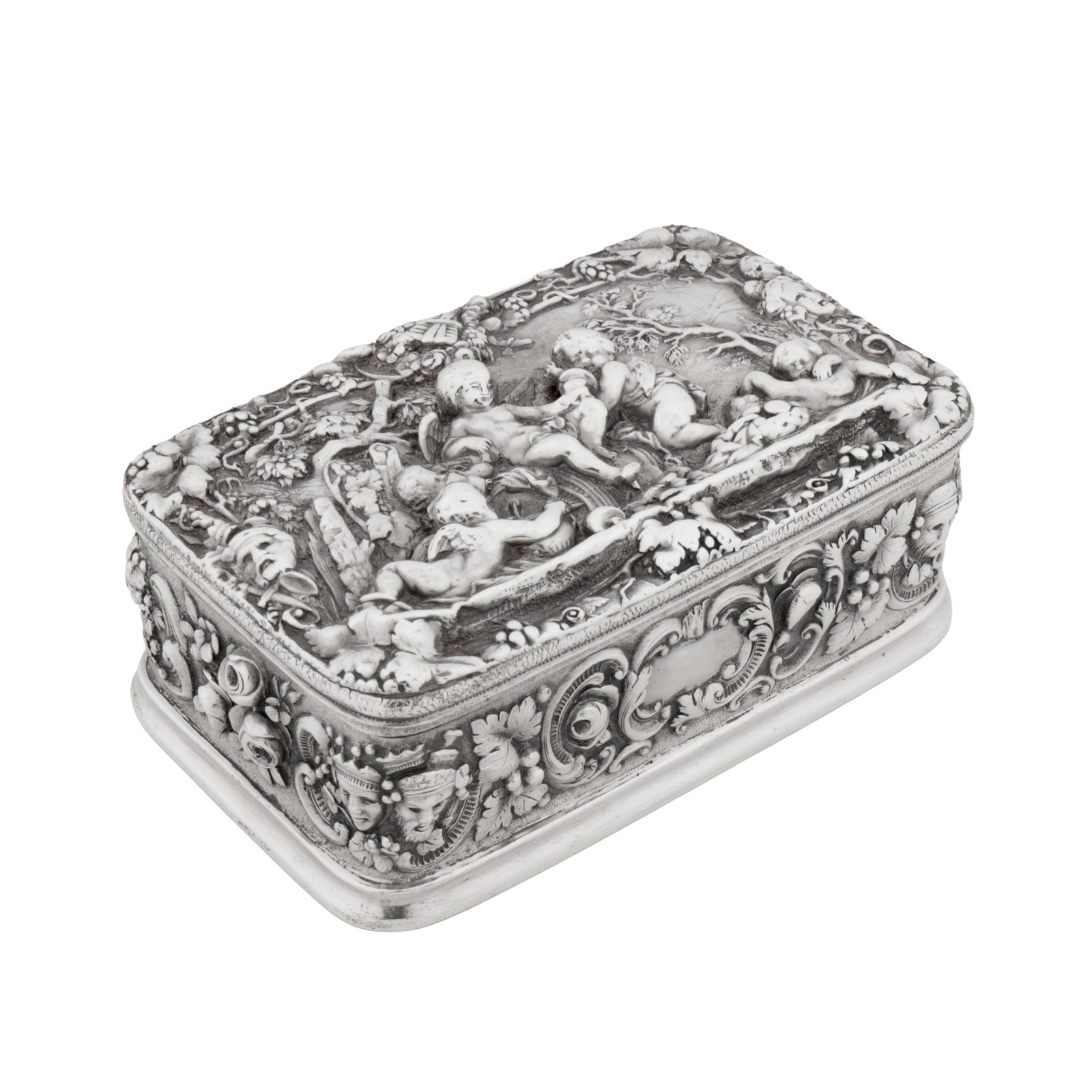 Calcutta circa 1860 by Hamilton and Co A mid-19th century Indian colonial cast silver table snuff (1 of 1)