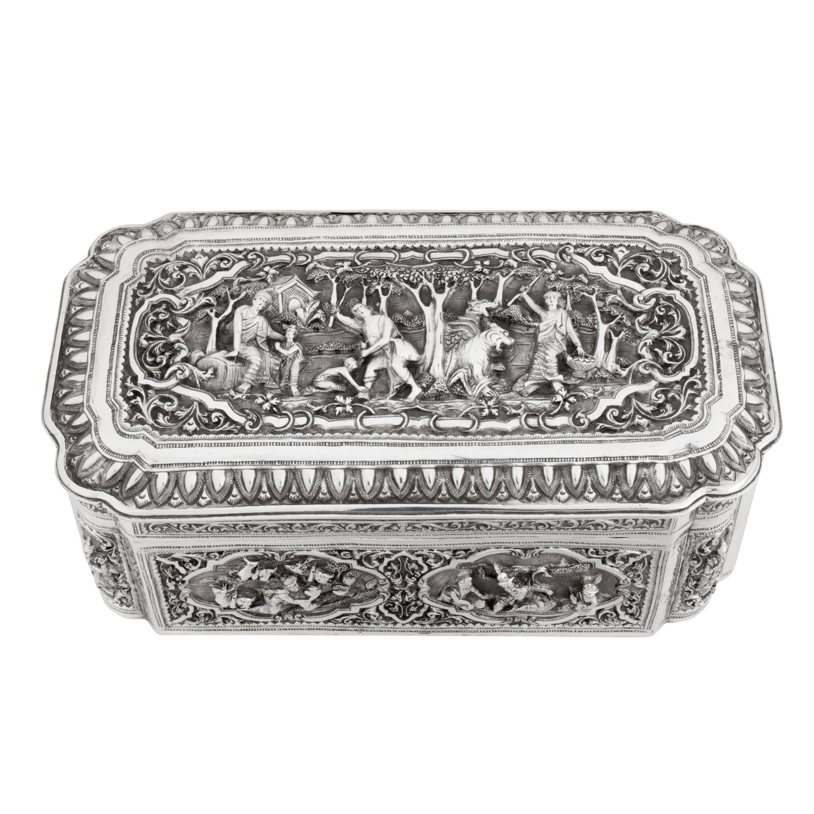 Rangoon circa 1910 An early 20th century Burmese silver cigarette or cigar box (1 of 1)