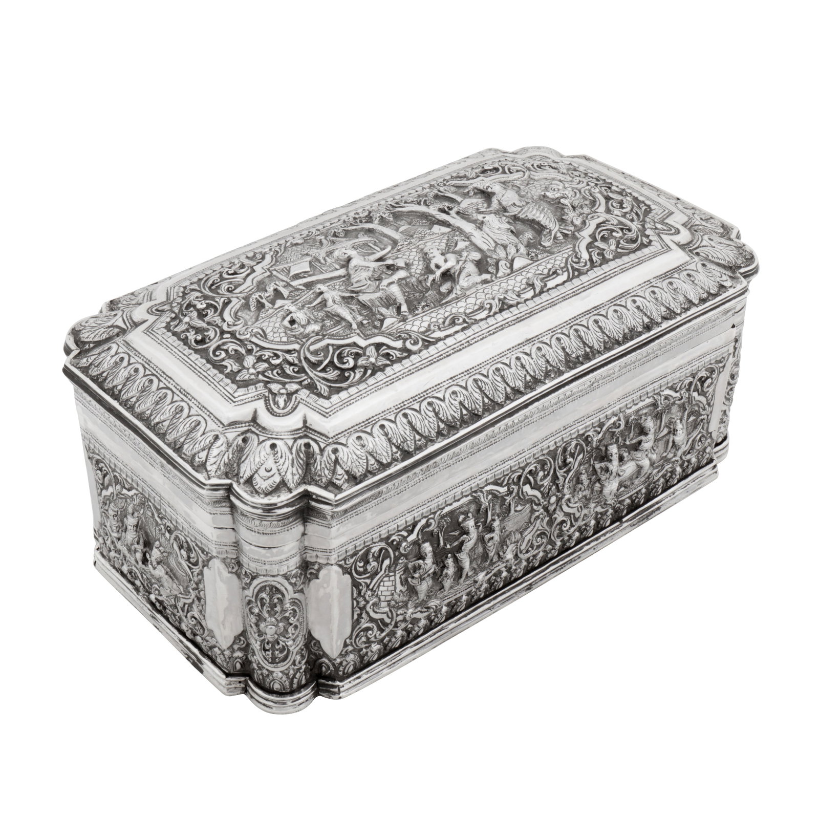 Rangoon circa 1920, retailed by Coombes and Co An early 20th century Burmese silver cigarette or (1 of 1)