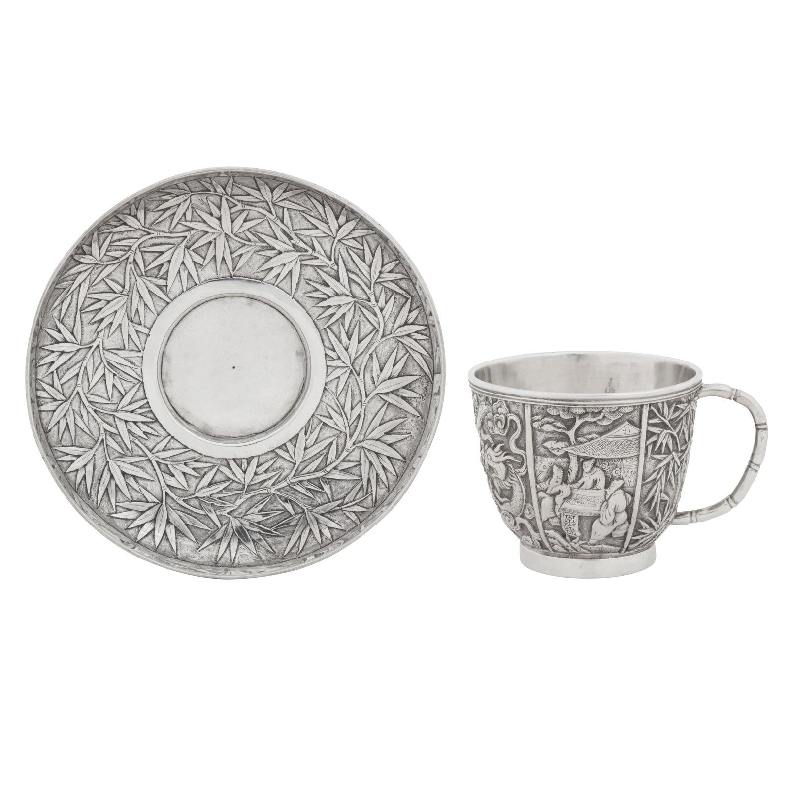 Canton circa 1890 retailed by Wang Hing A late 19th century Chinese export silver cup and saucer (1 of 1)