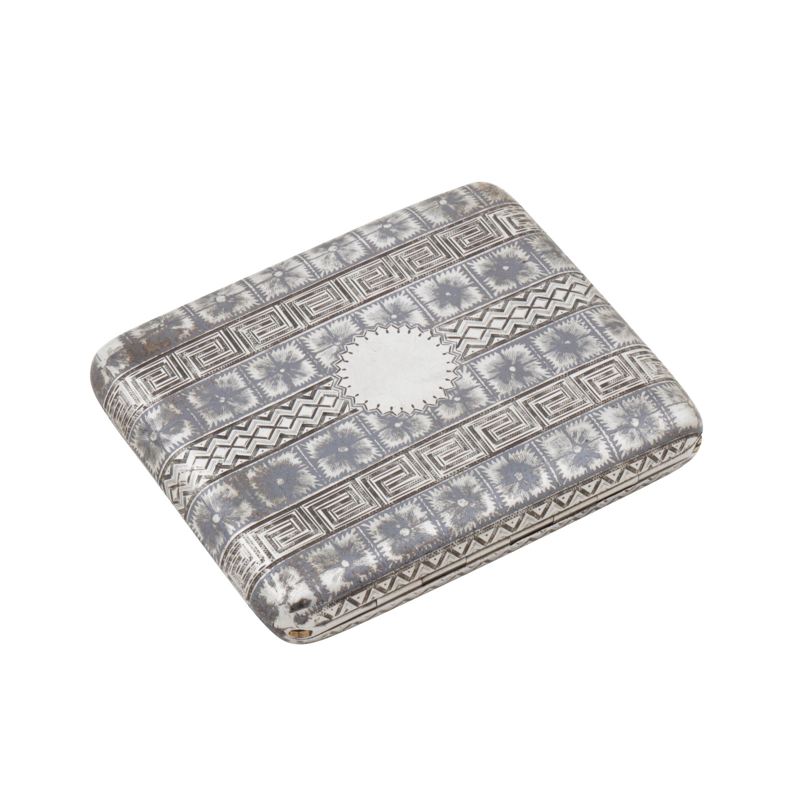 Moscow 1893 by Petr Milyukov An Alexander III Russian 84 zolotnik silver and niello cigarette case (1 of 1)