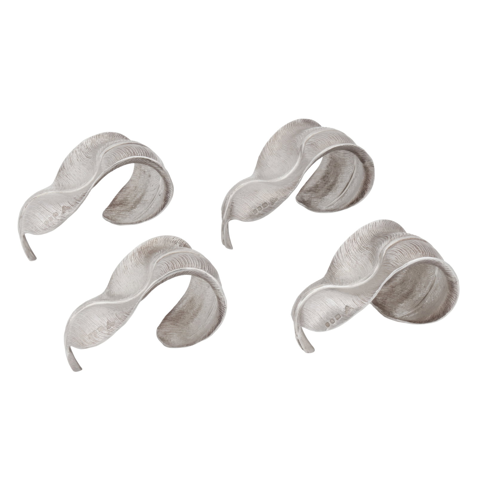London 1969 by Garrard and Co A cased set of four Elizabeth II sterling silver napkin rings (1 of 1)